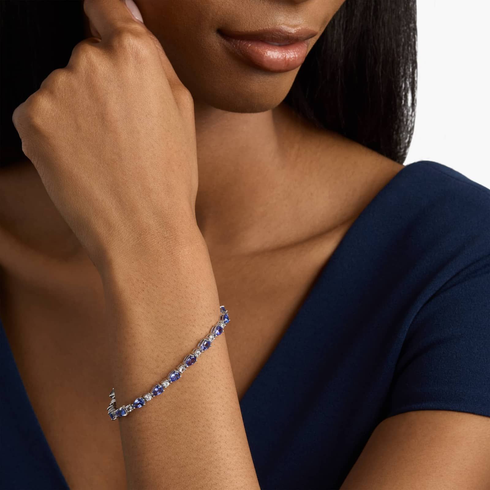 Tanzanite and White Sapphire Bracelet in 14k White Gold 3