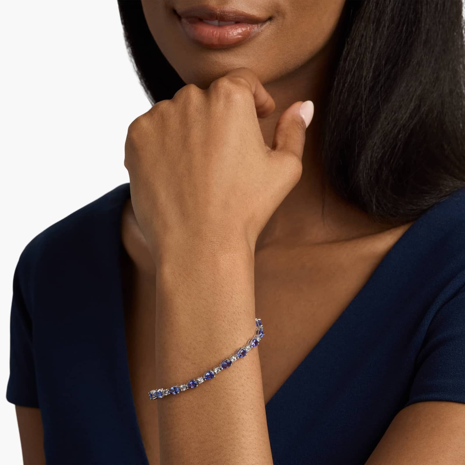 Tanzanite and White Sapphire Bracelet in 14k White Gold 4