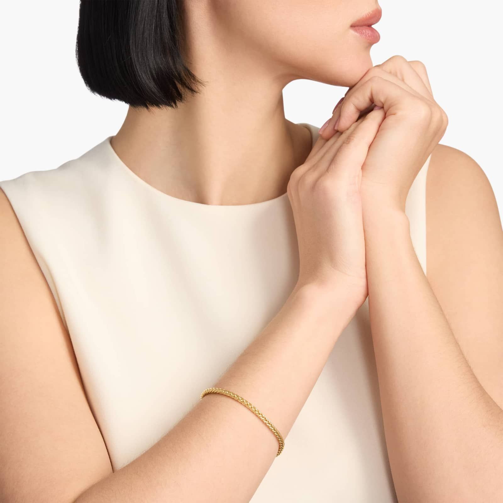 7.5" Wheat Chain Bracelet in 14k Italian Yellow Gold (3.1 mm) 3