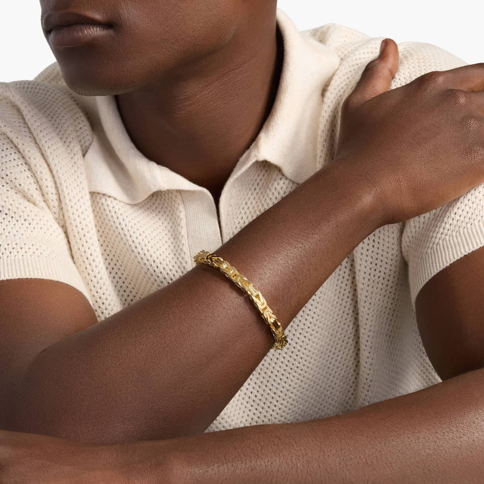 8" Byzantine Chain Bracelet in 14k Yellow Gold (6.5 mm) 3