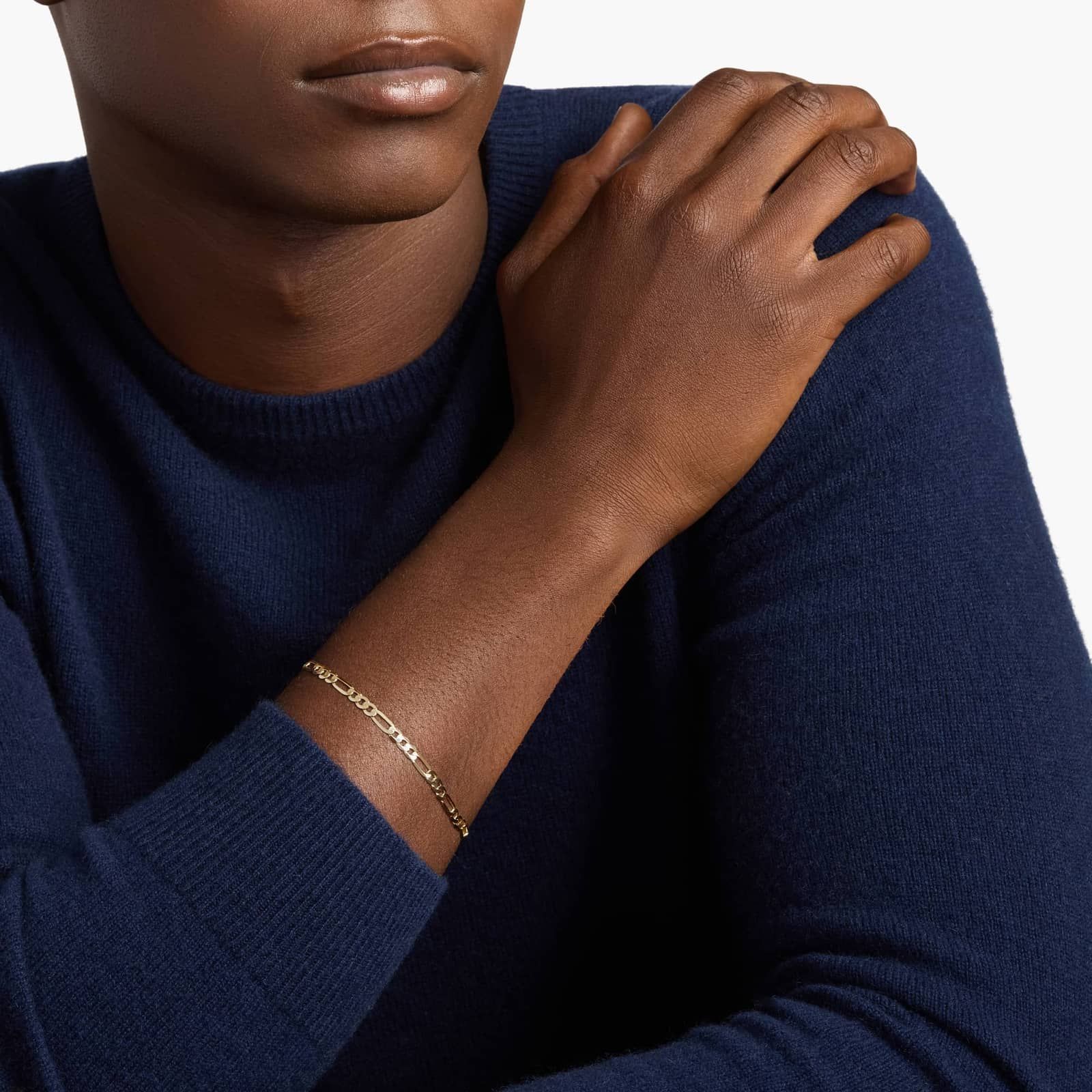 8" Flat Figaro Chain Bracelet in 14k Yellow Gold (4 mm) 4