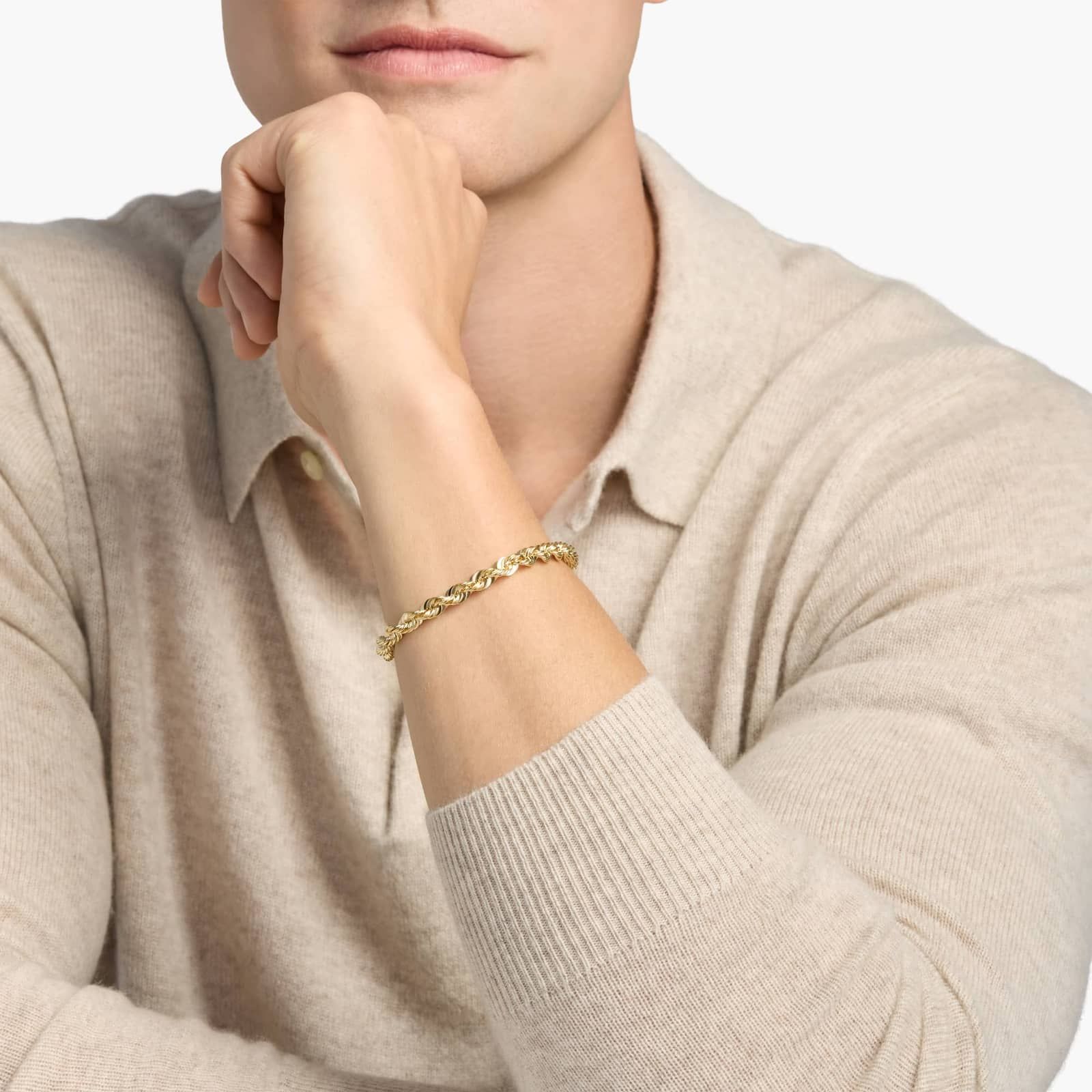 8" Rope Chain Bracelet in 14k Yellow Gold (6 mm) 3