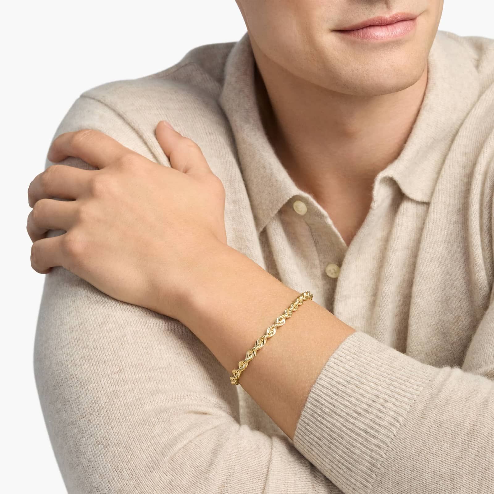 8" Rope Chain Bracelet in 14k Yellow Gold (6 mm) 4