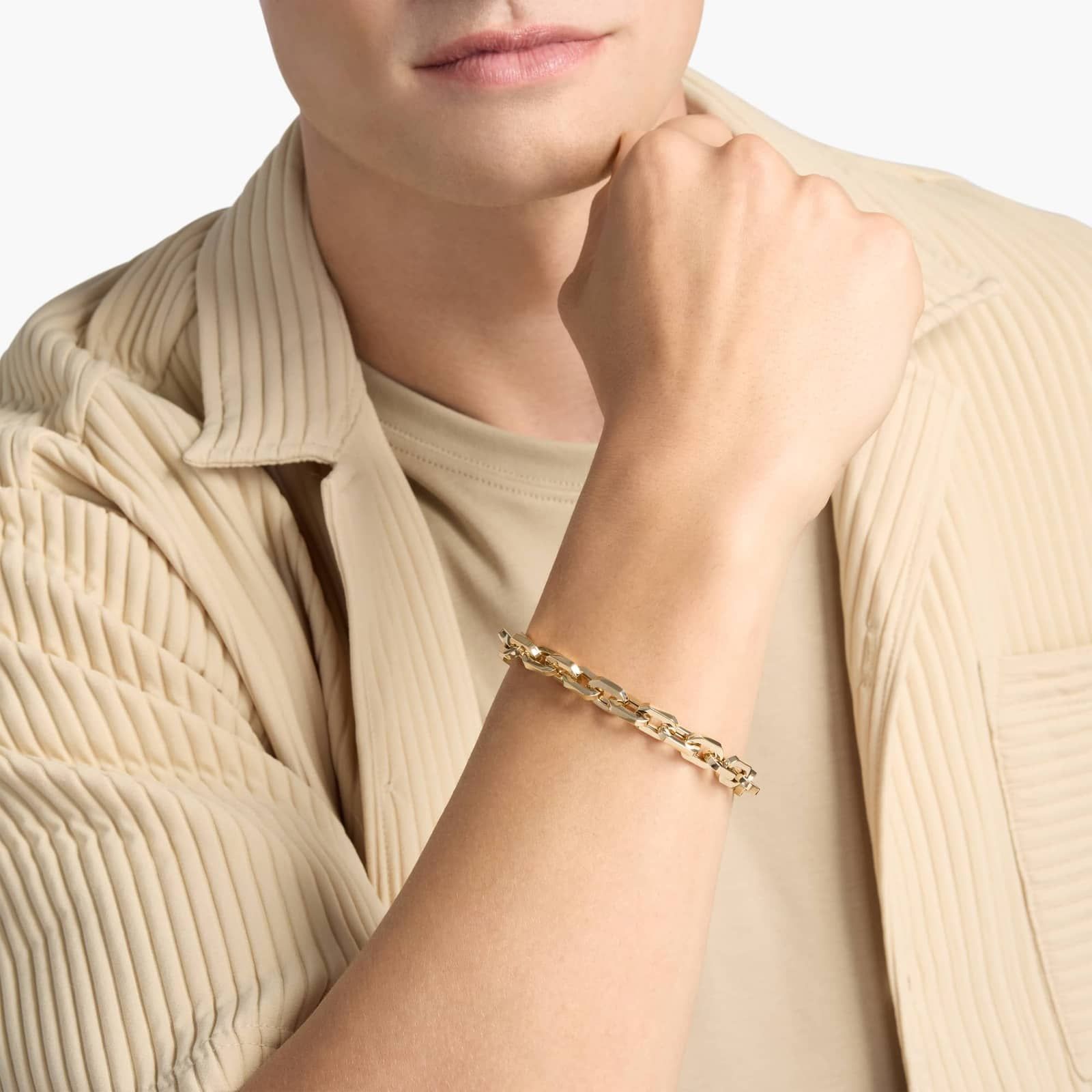 8.5" Men's Large Faceted Bracelet in 14k Yellow Gold (8.7 mm) 3