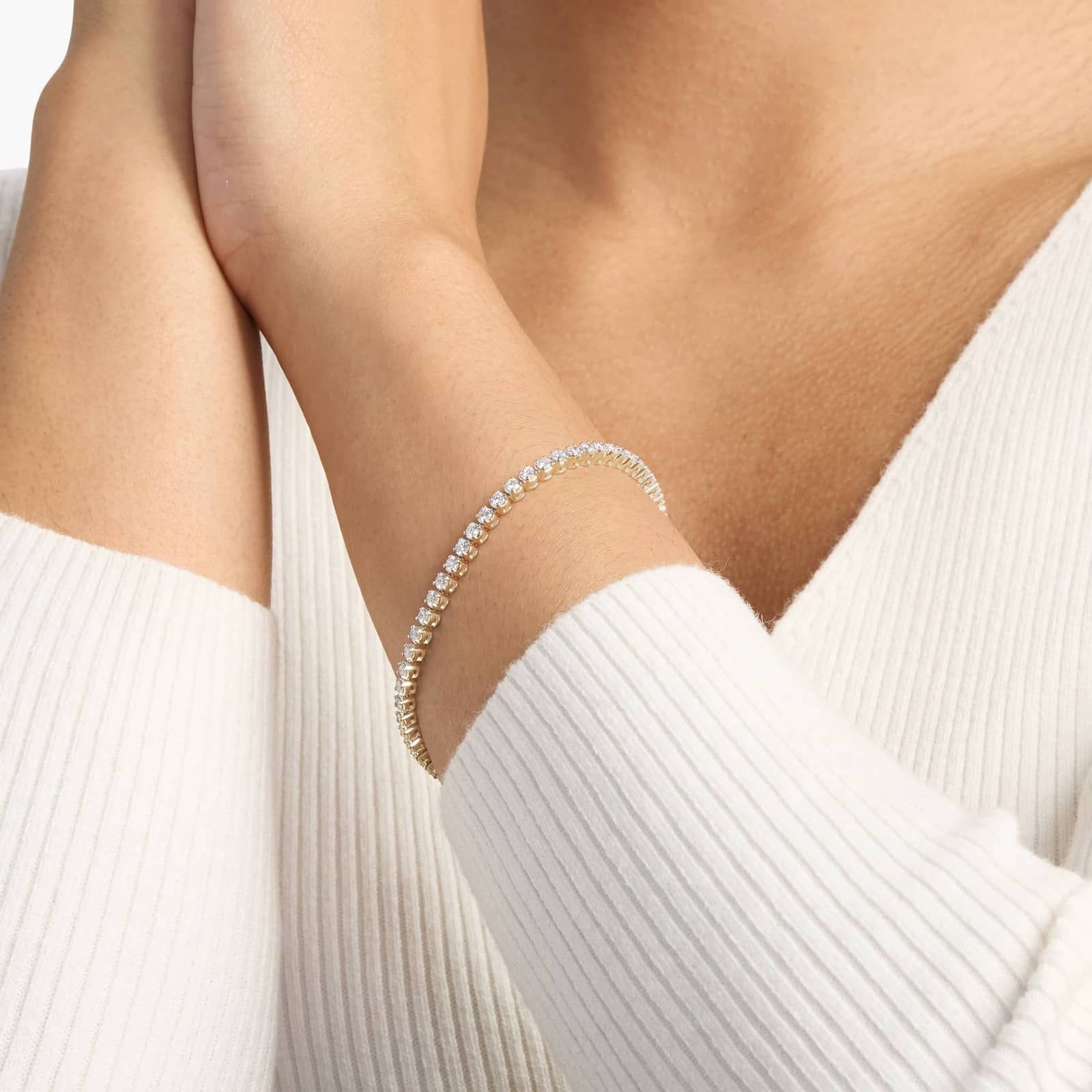 7 " Four Prong Lab-Grown Diamond Tennis Bracelet In 14K Yellow Gold (3 Ct. tw. - F-G / VS2-SI1) 4