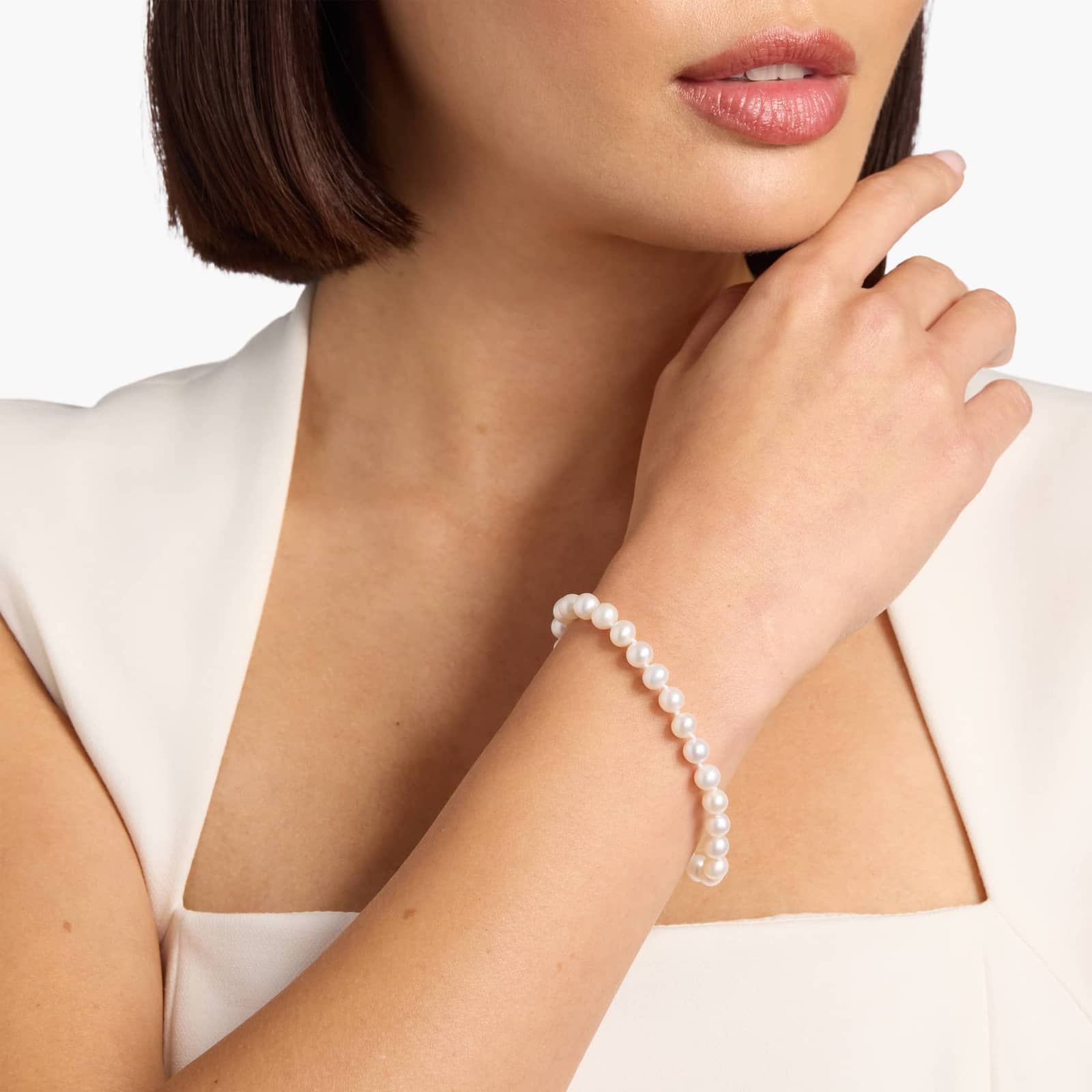 7" Freshwater Cultured Pearl Bracelet in 14k Yellow Gold (6-6.5mm) 3