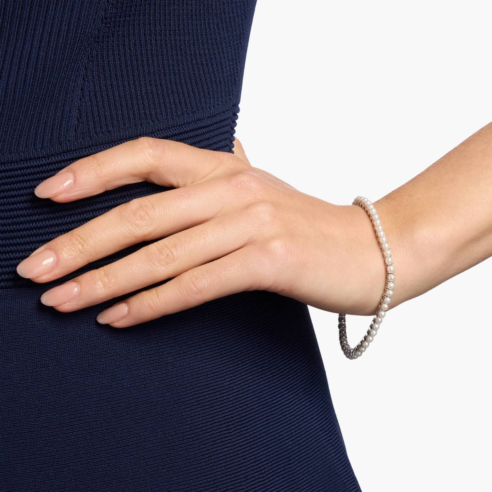 Freshwater Pearl Birthstone Tennis Bracelet in 14K White Gold 4
