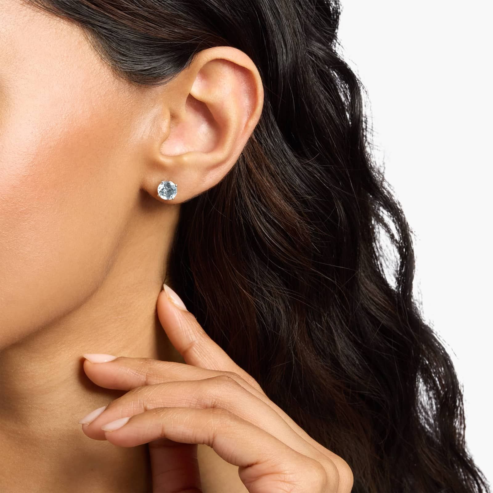 Aquamarine Stud Earrings in 14k White Gold (7mm) 3