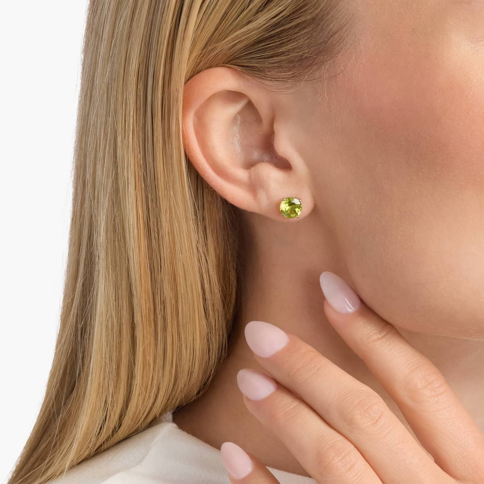Peridot Stud Earrings in 14k White Gold (7mm) 3