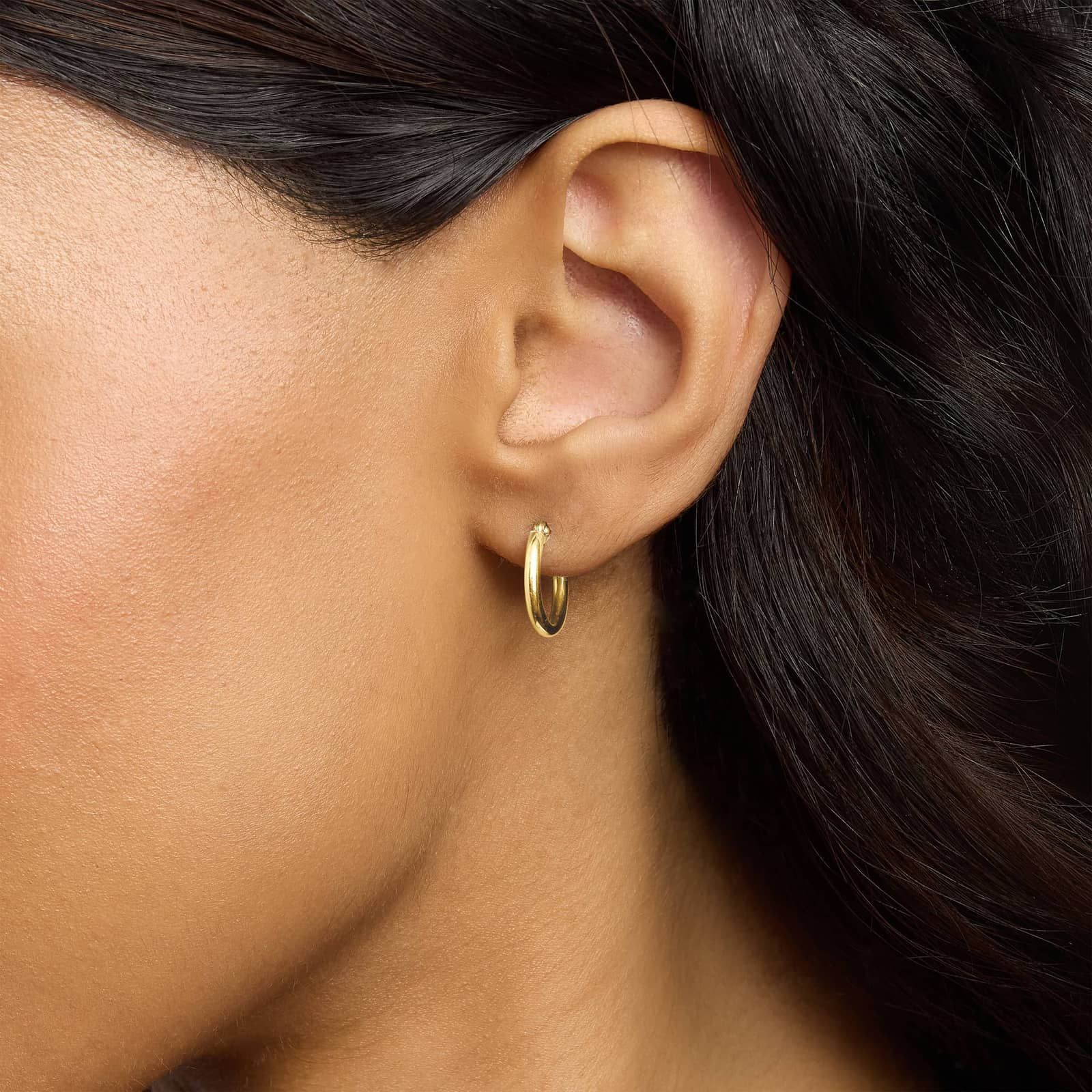 Small Hoop Earrings in 14k Yellow Gold (2 x 15 mm) 2