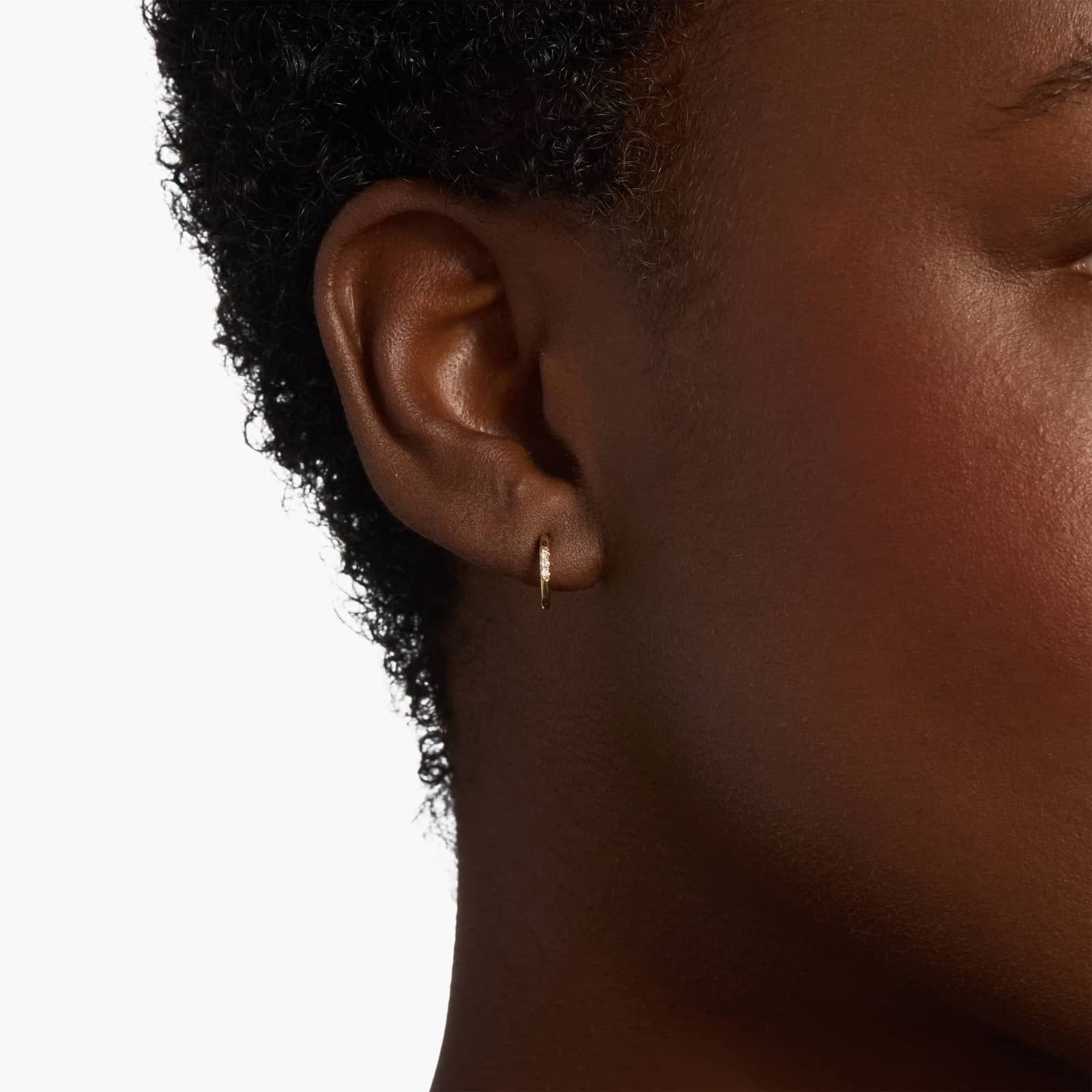 Petite Diamond Huggie Mini-Hoop Earrings in 14k Yellow Gold 4