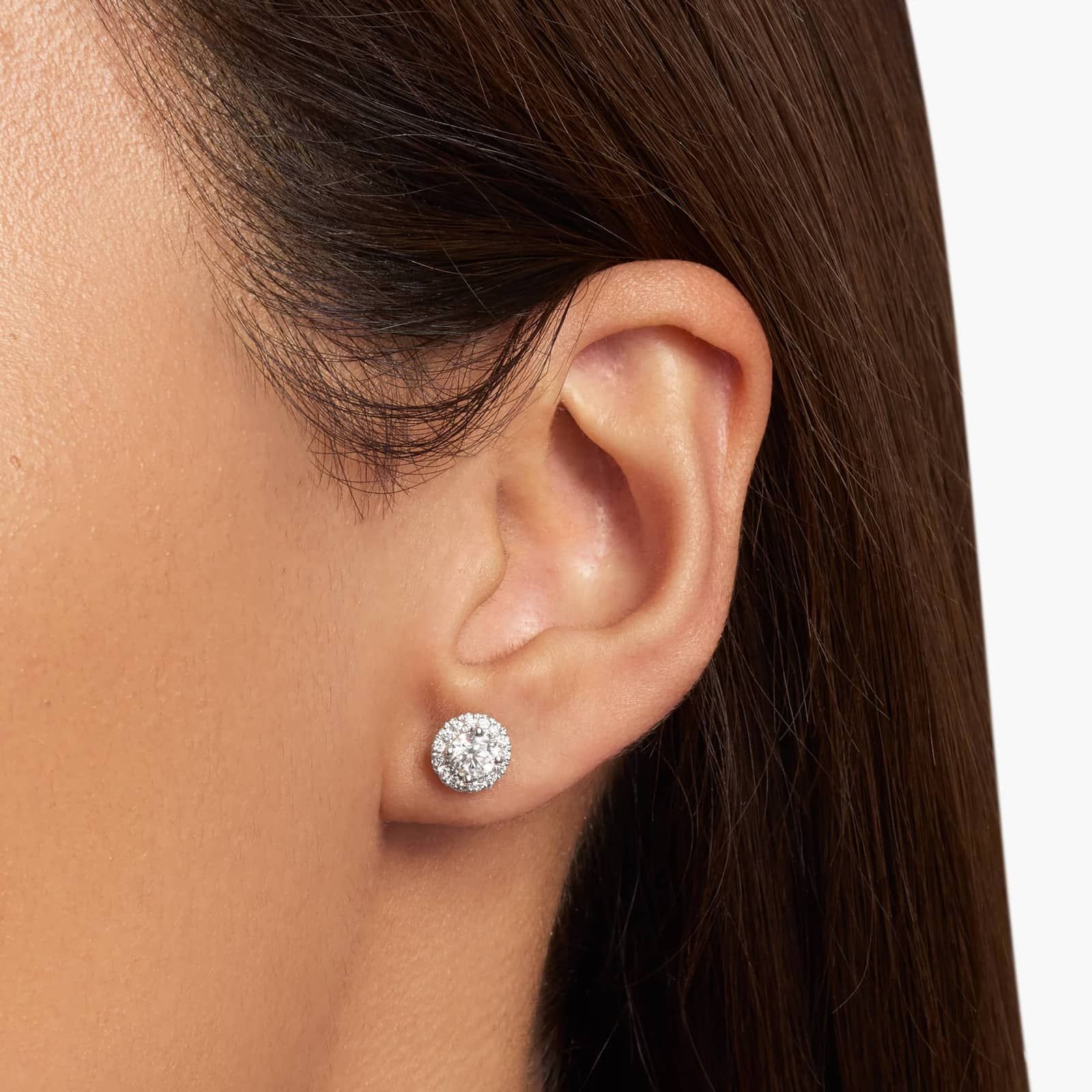 Diamond Halo Stud Earrings in 14k White Gold (1 ct. tw.) 4