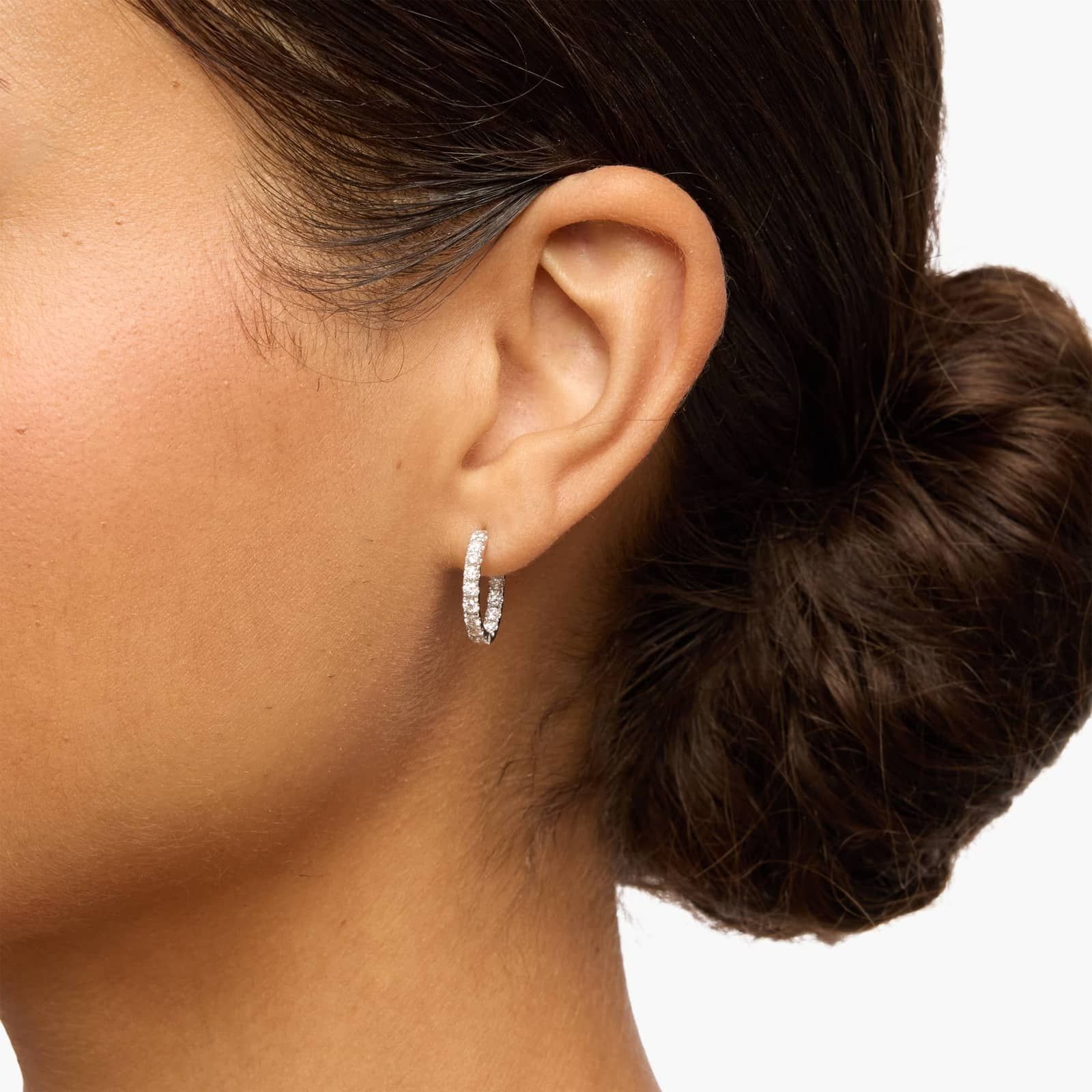 Inside Out Lab Grown Diamond Round Hoops, 1/2 Inch Diameter In 14K White Gold (1 Ct. tw. - F-G / VS2-SI1) 3