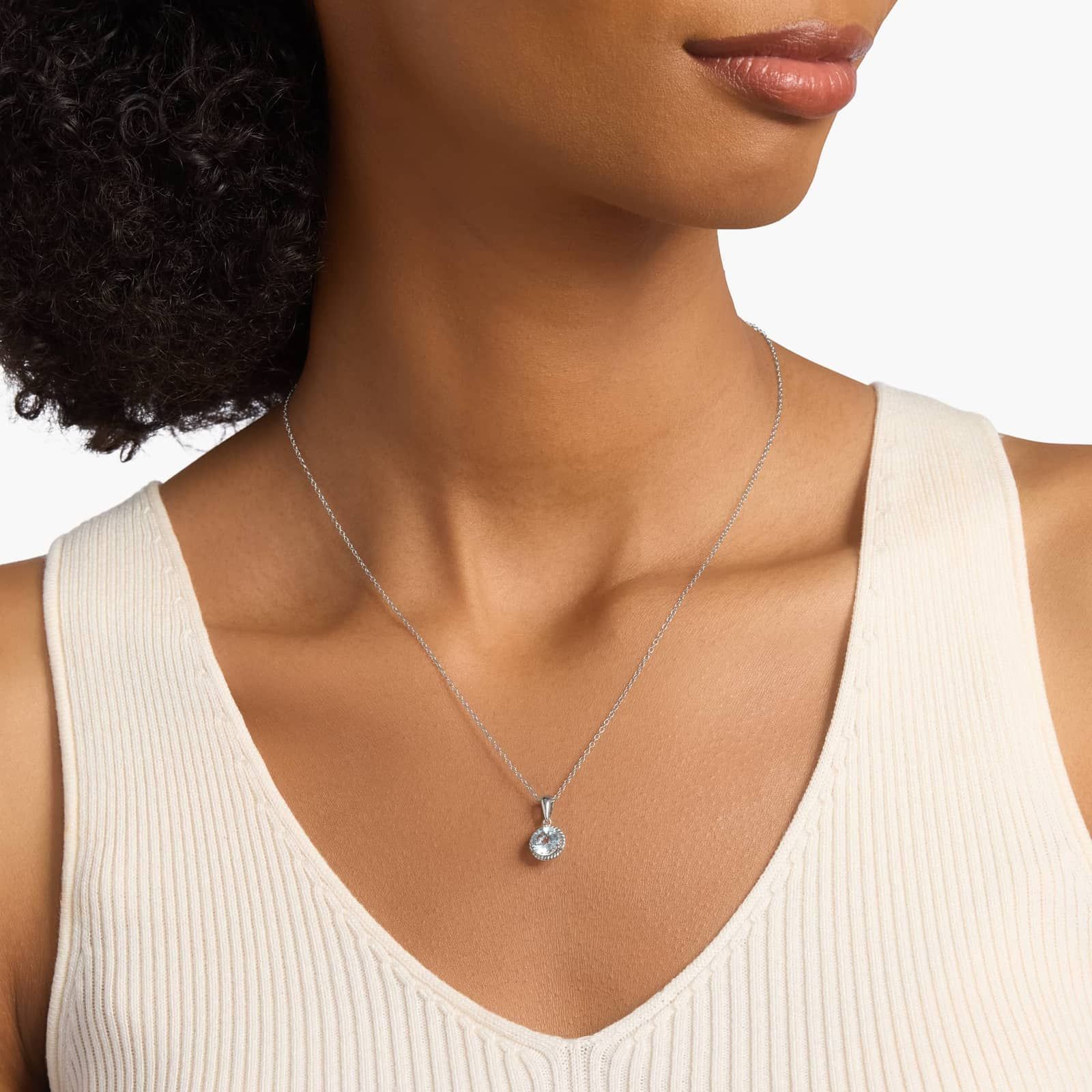 Aquamarine Rope Pendant in Sterling Silver (7mm) 4