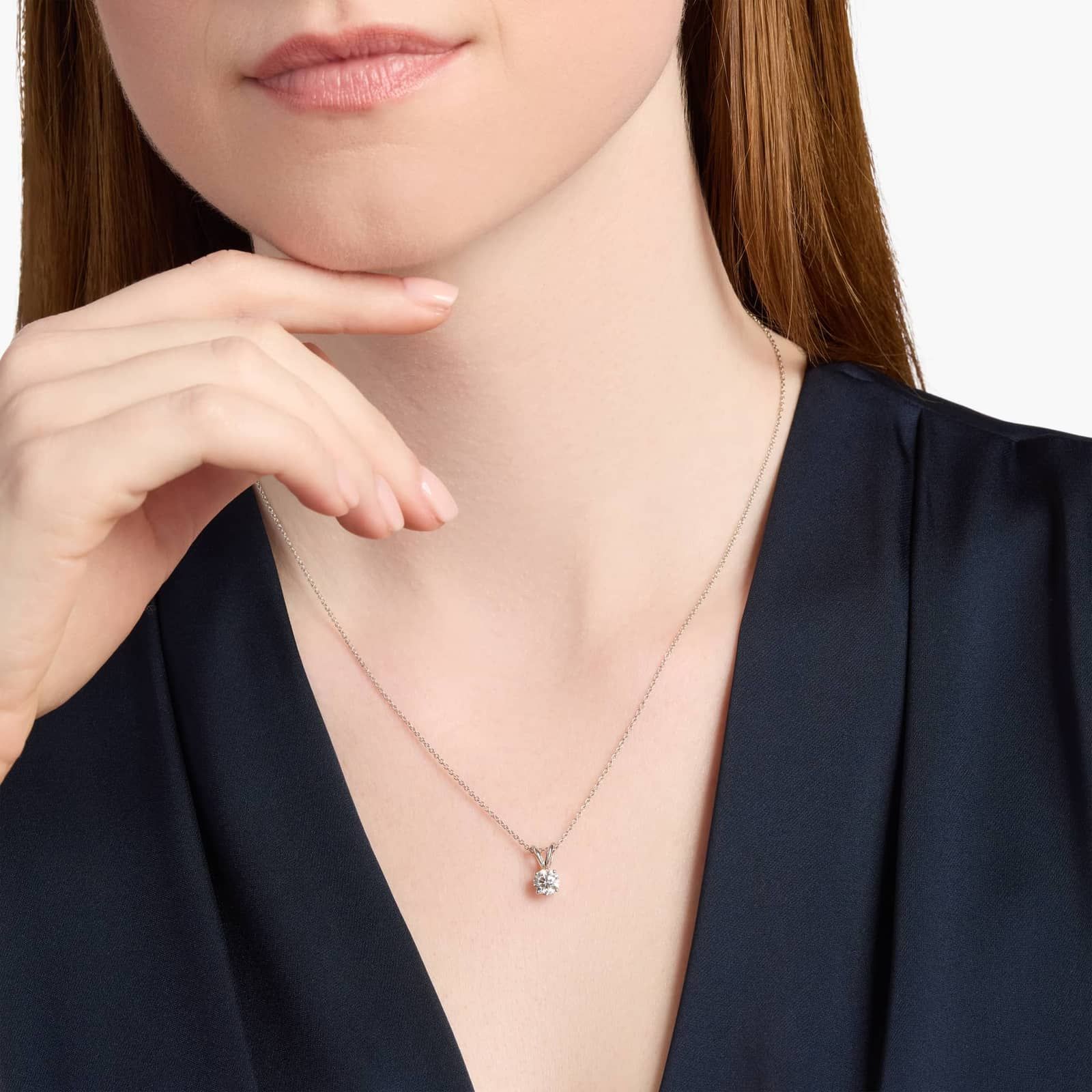 Diamond Solitaire Pendant in 14k White Gold (3/4 ct. tw.) 4
