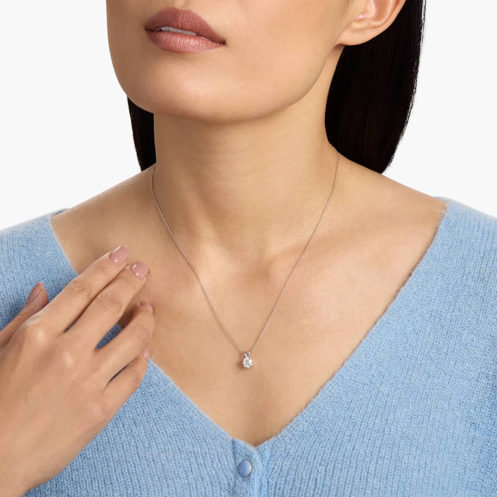 Diamond Solitaire Pendant in 14k White Gold (1 ct. tw.) 3