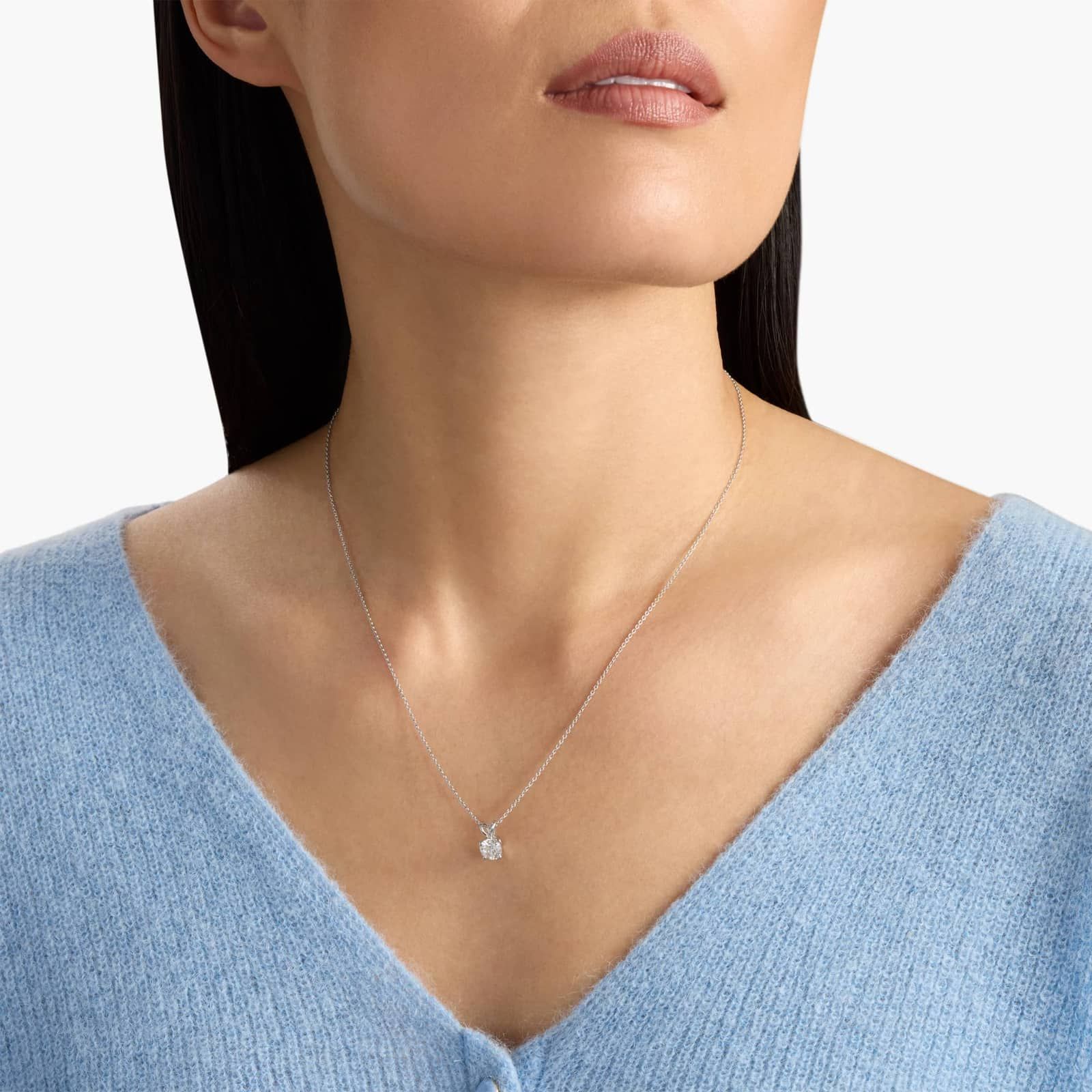 Diamond Solitaire Pendant in 14k White Gold (1 ct. tw.) 4