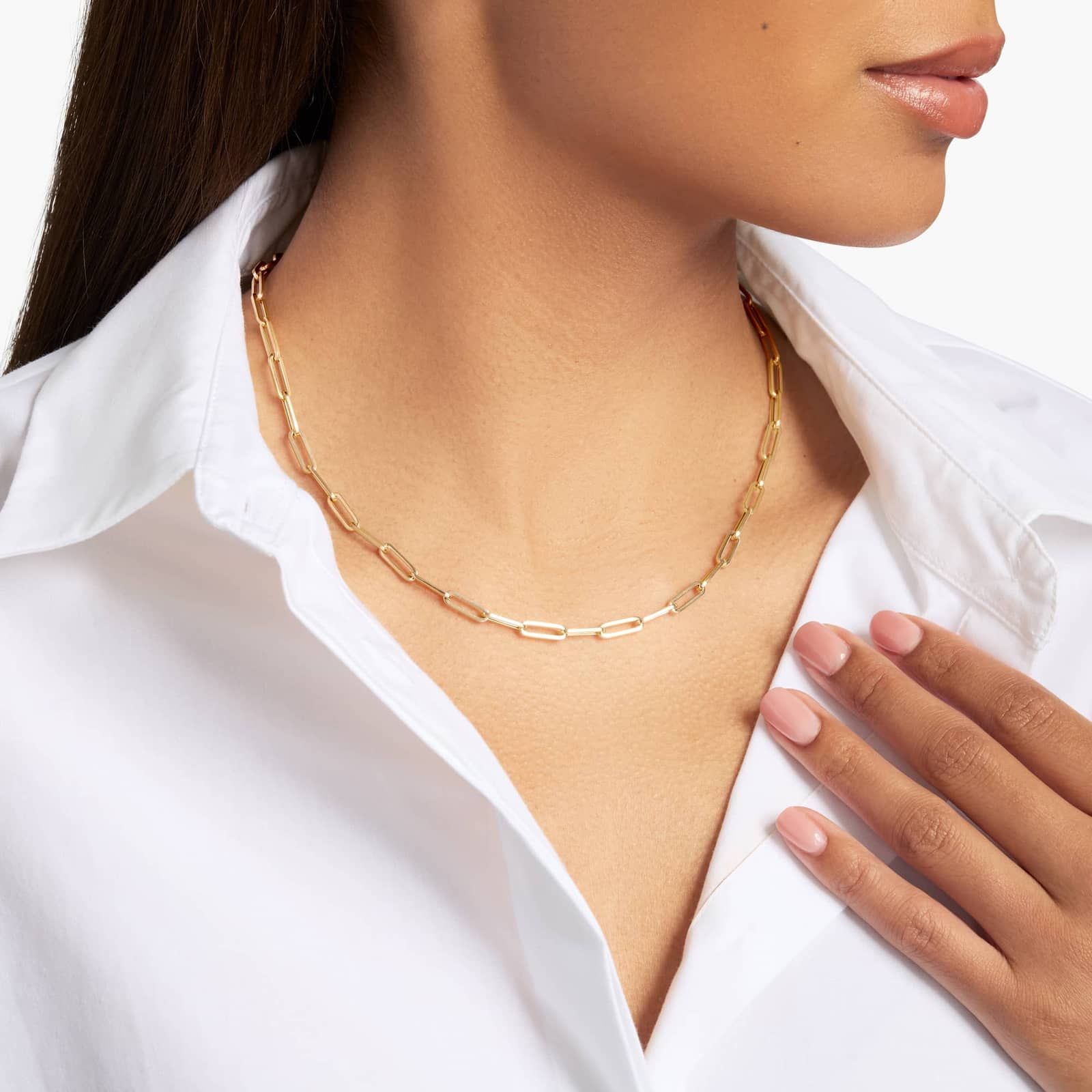 18" Medium Paperclip Necklace in 14k Italian Yellow Gold (4 mm) 3