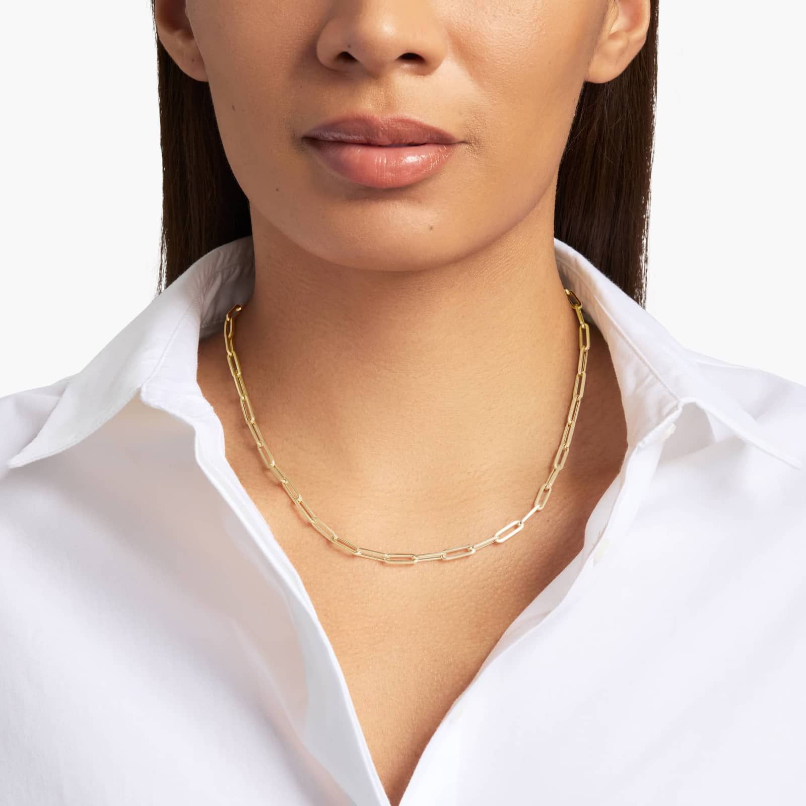 18" Medium Paperclip Necklace in 14k Italian Yellow Gold (4 mm) 4