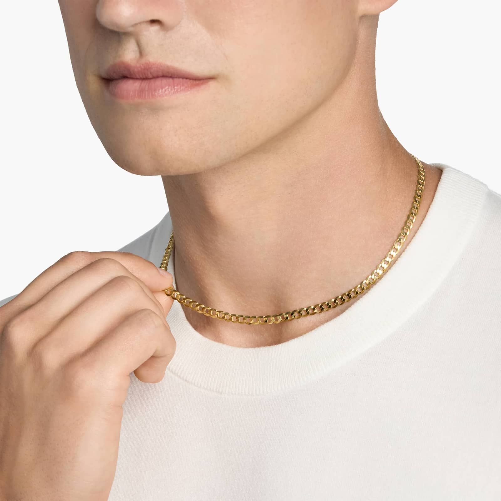 18" Flat Beveled Curb Chain in 14k Yellow Gold (4.75 mm) 3