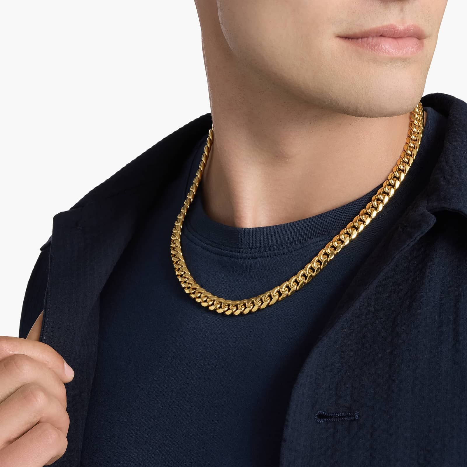 22" Men's Semi-Solid Miami Cuban Chain in 14k Yellow Gold (9.3 mm) 3