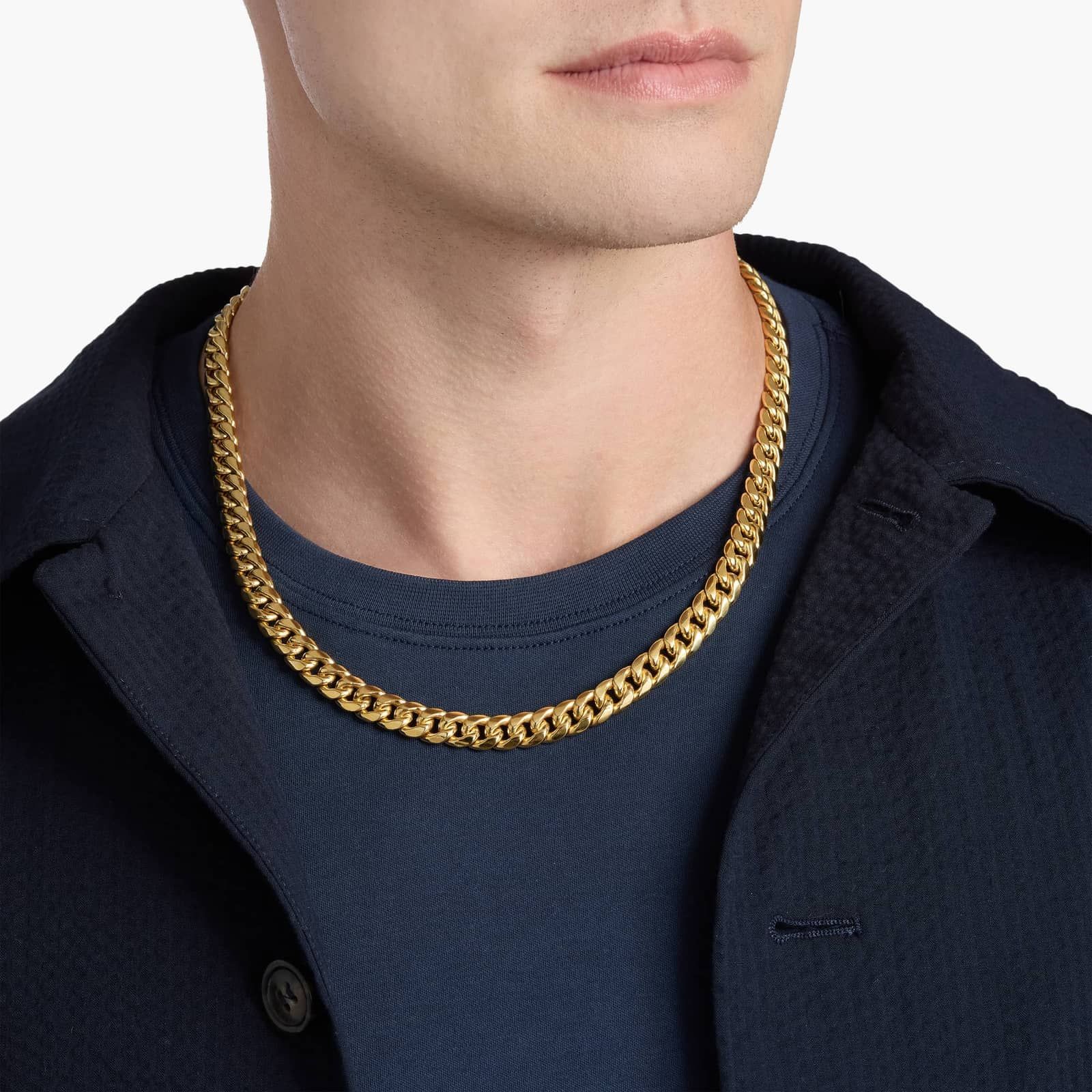22" Men's Semi-Solid Miami Cuban Chain in 14k Yellow Gold (9.3 mm) 4