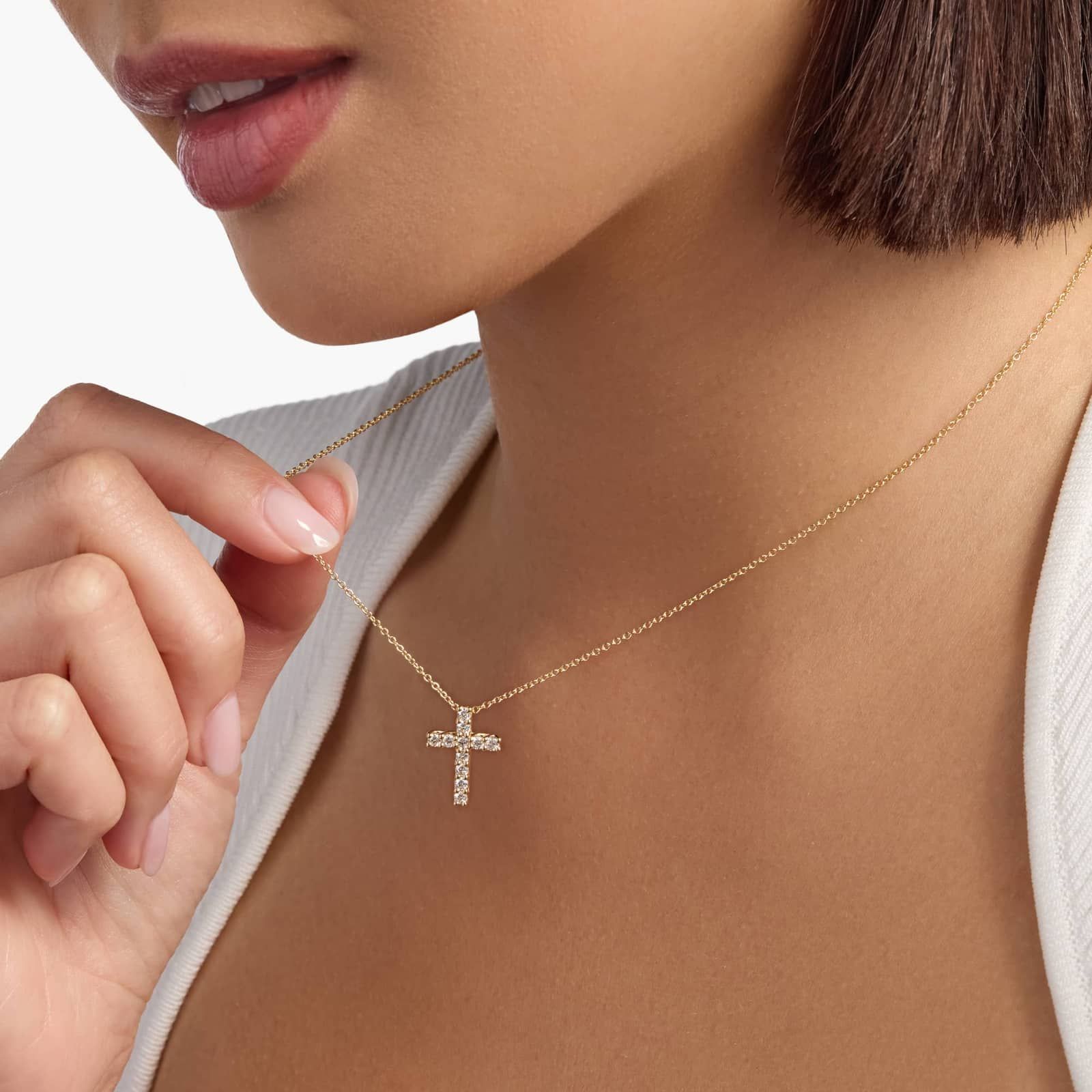 Tessere Cross Pendant in 14k Yellow Gold (1/2 ct. tw.) 3