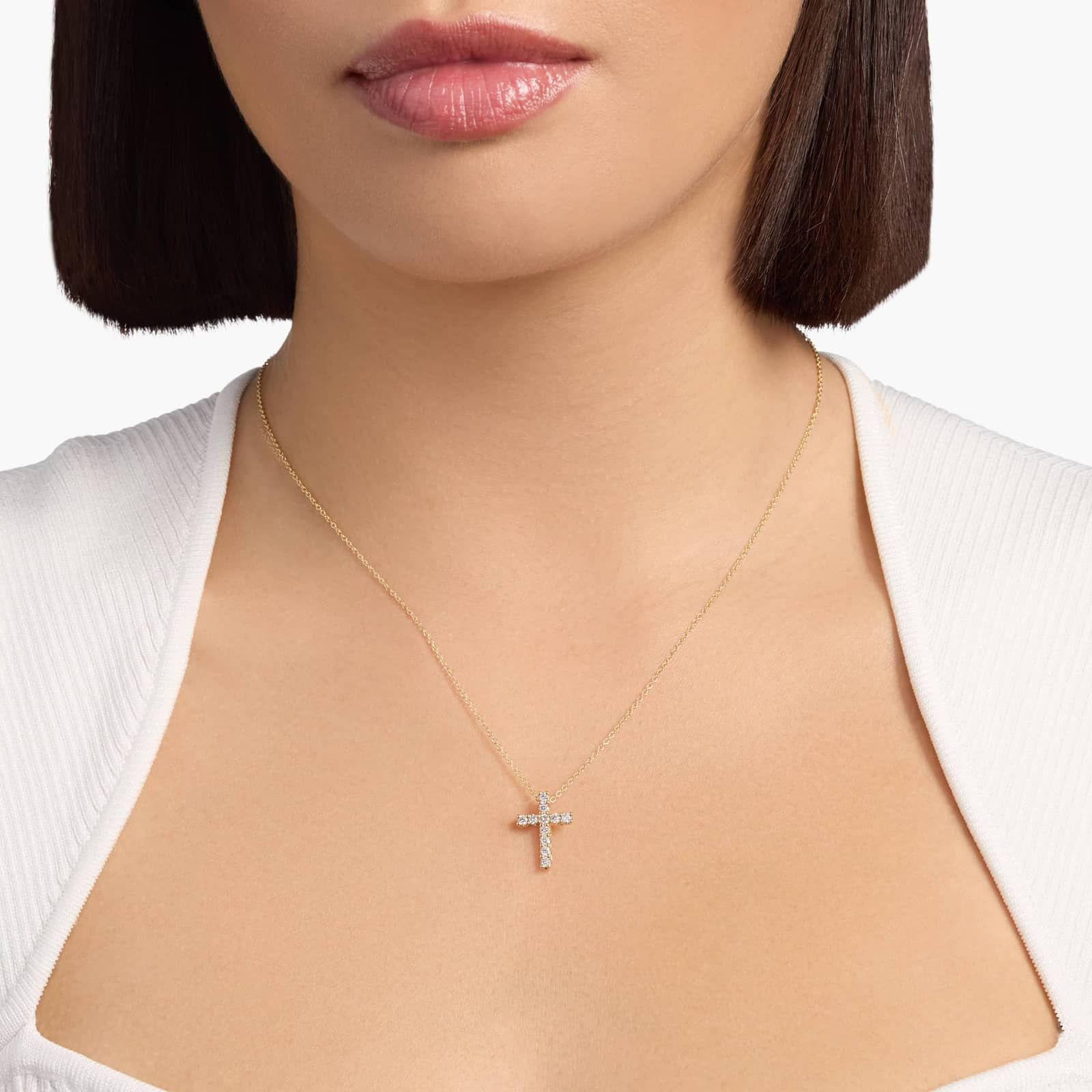 Tessere Cross Pendant in 14k Yellow Gold (1/2 ct. tw.) 4