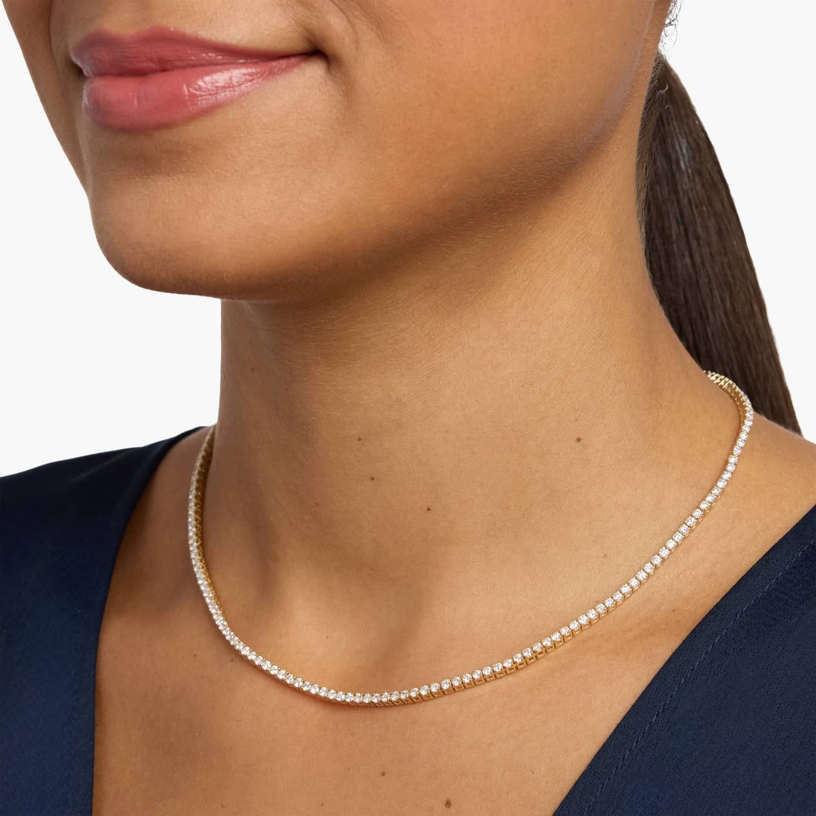 16 " Straight Diamond Eternity Necklace In 14K Yellow Gold (5 Ct. tw. - H-I / SI1-SI2) 3