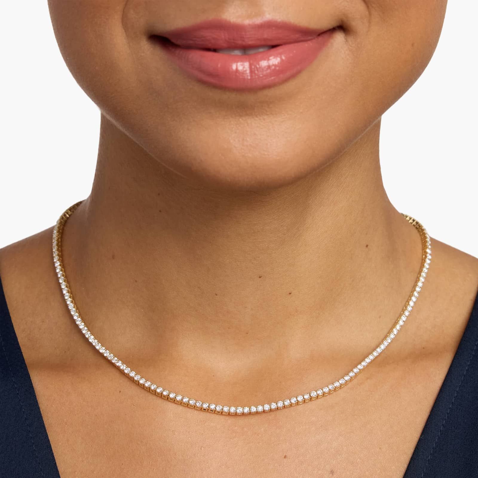 16 " Straight Diamond Eternity Necklace In 14K Yellow Gold (5 Ct. tw. - H-I / SI1-SI2) 4