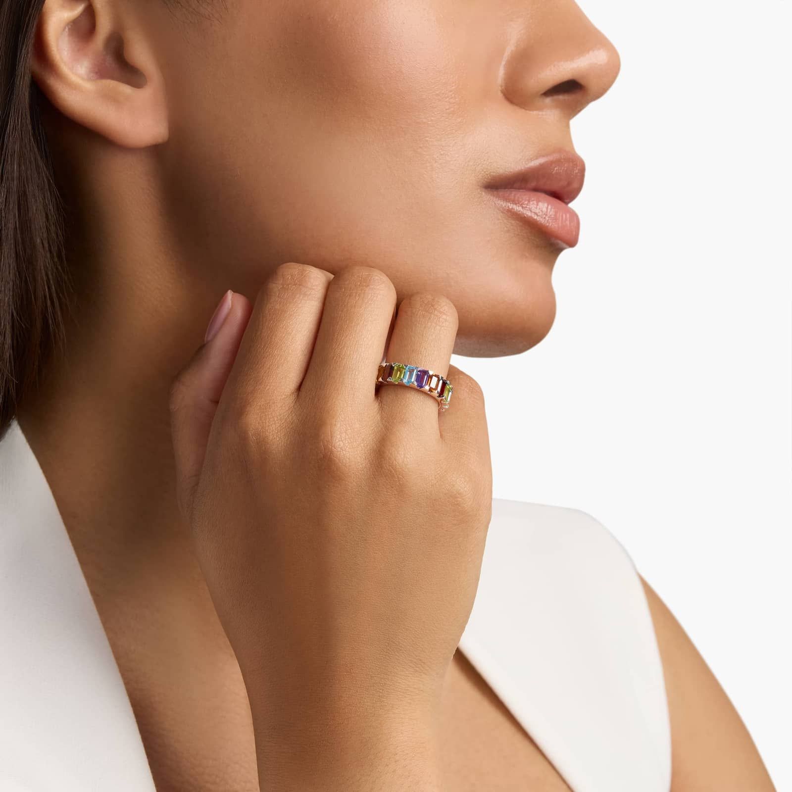 Octagon Multi-Stone Band in Sterling Silver 3