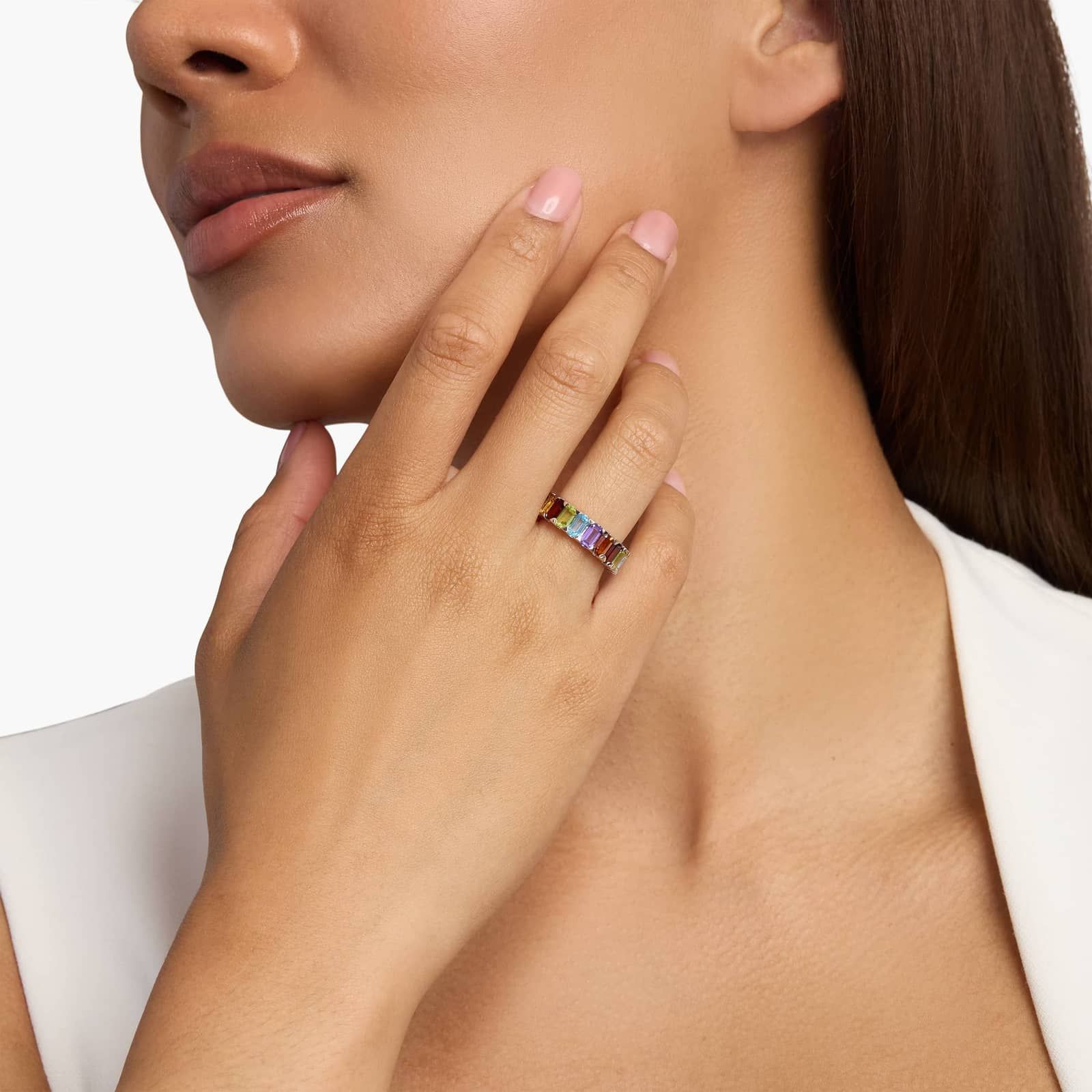 Octagon Multi-Stone Band in Sterling Silver 4