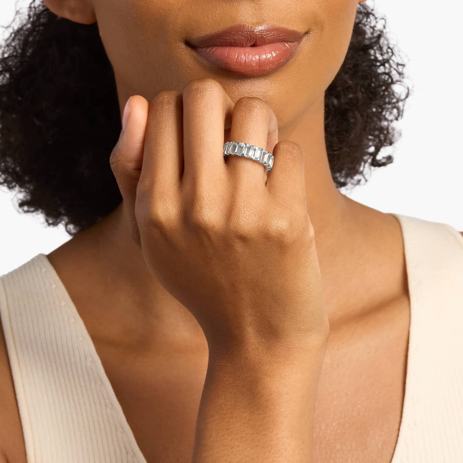 Octagon Sky Blue Topaz Band in Sterling Silver 4