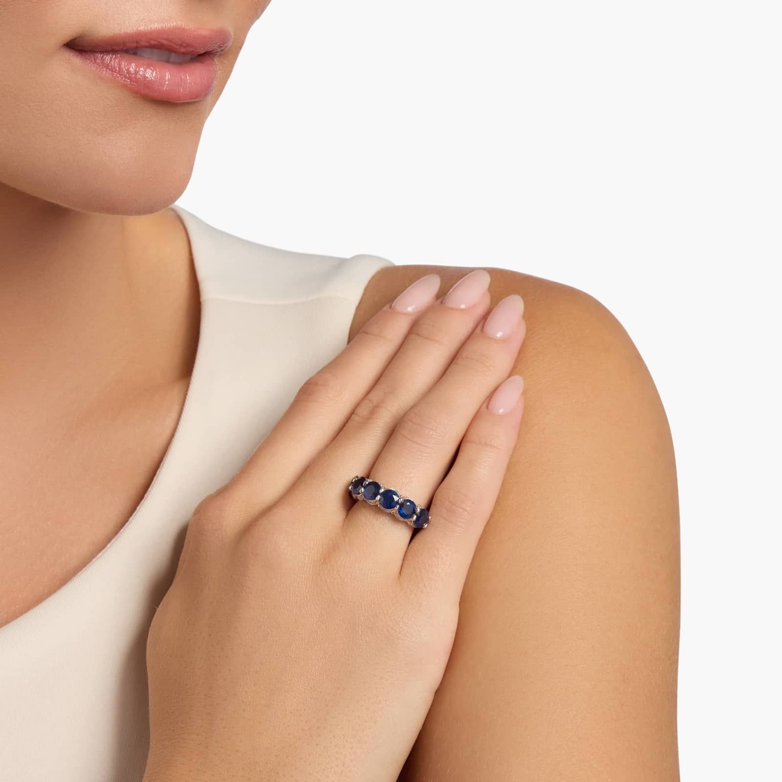 Sapphire 7-Stone and Hidden Diamond Halo Ring 3