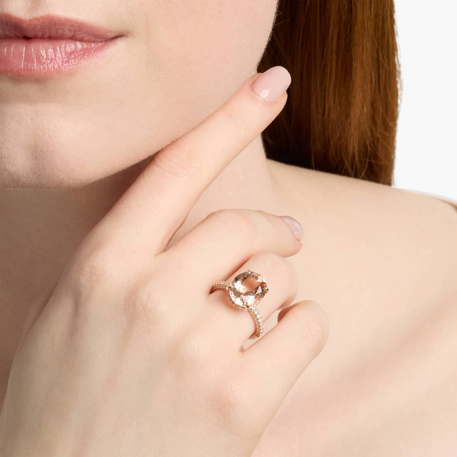 Oval Morganite Statement Ring in 14k Rose Gold (12x10mm) 4