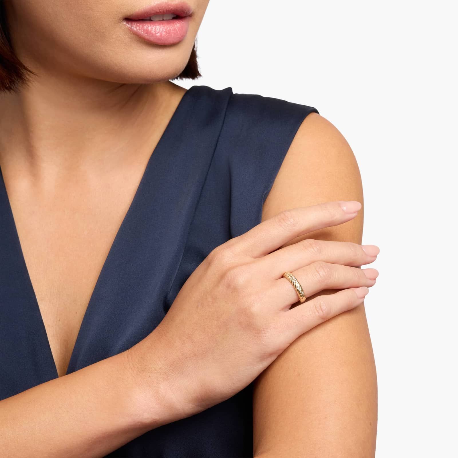 Scattered Diamond Braided Band in 14K Yellow Gold 3