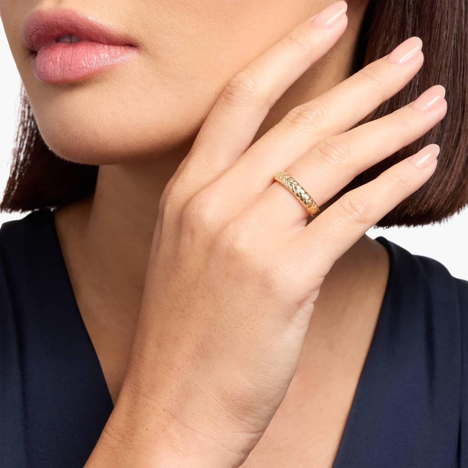 Scattered Diamond Braided Band in 14K Yellow Gold 4