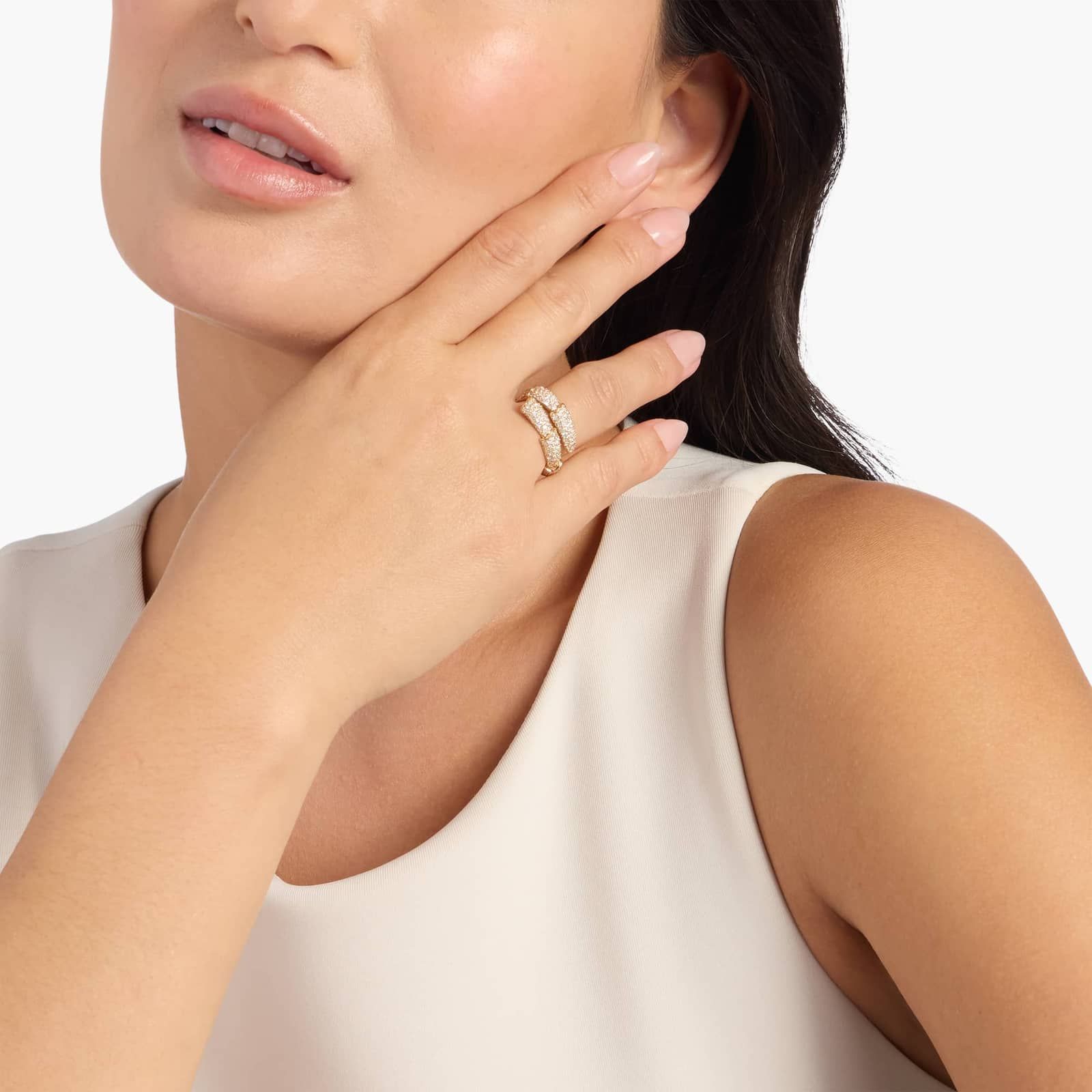 Pave Snake Layered Ring in 14k White Gold (1 1/2 Ct. Tw.) 3