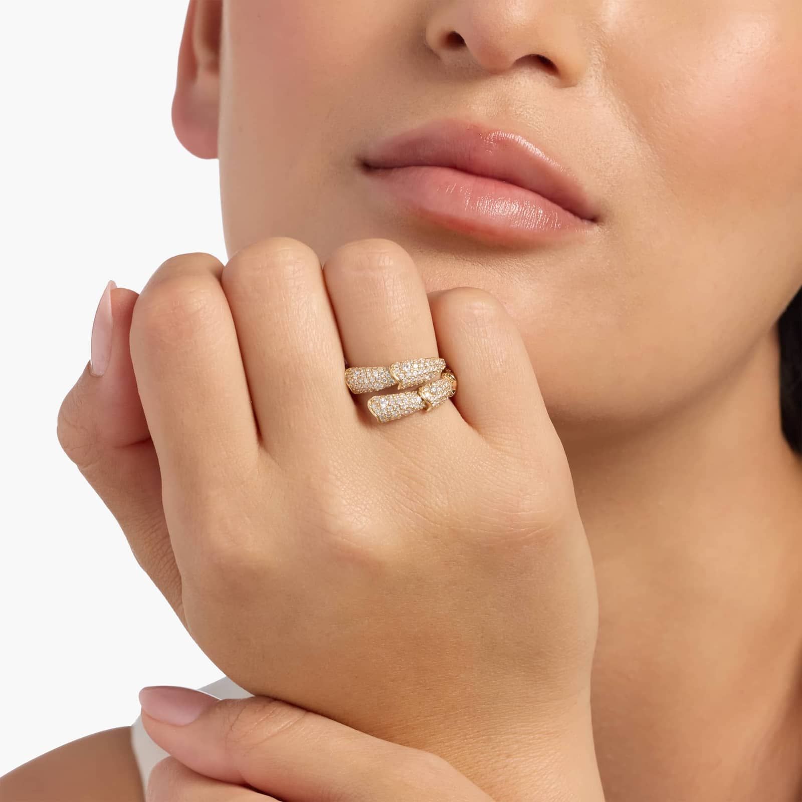 Pave Snake Layered Ring in 14k White Gold (1 1/2 Ct. Tw.) 4