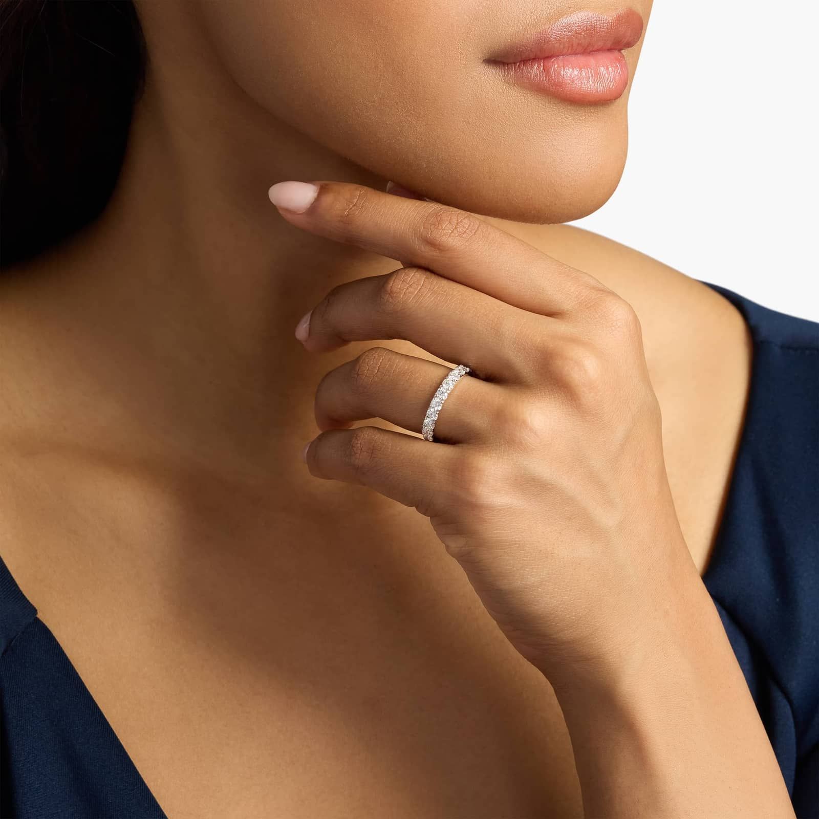 Riviera Pavé Diamond Ring In Platinum (1 Ct. tw. - H-I / SI1-SI2) 4