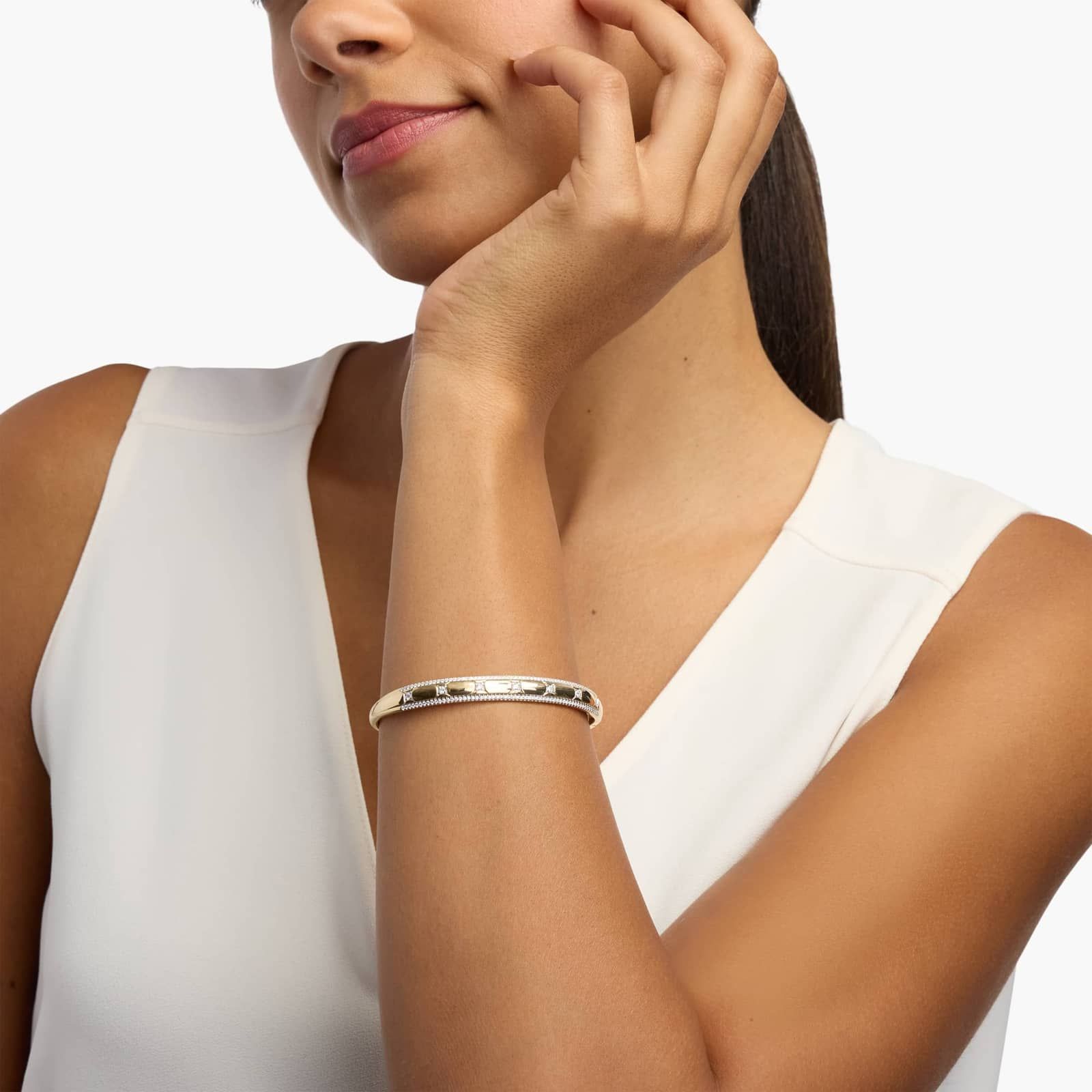 Double Row Diamond Bangle Bracelet in 14K Yellow Gold (3/4 Ct. Tw.) 3