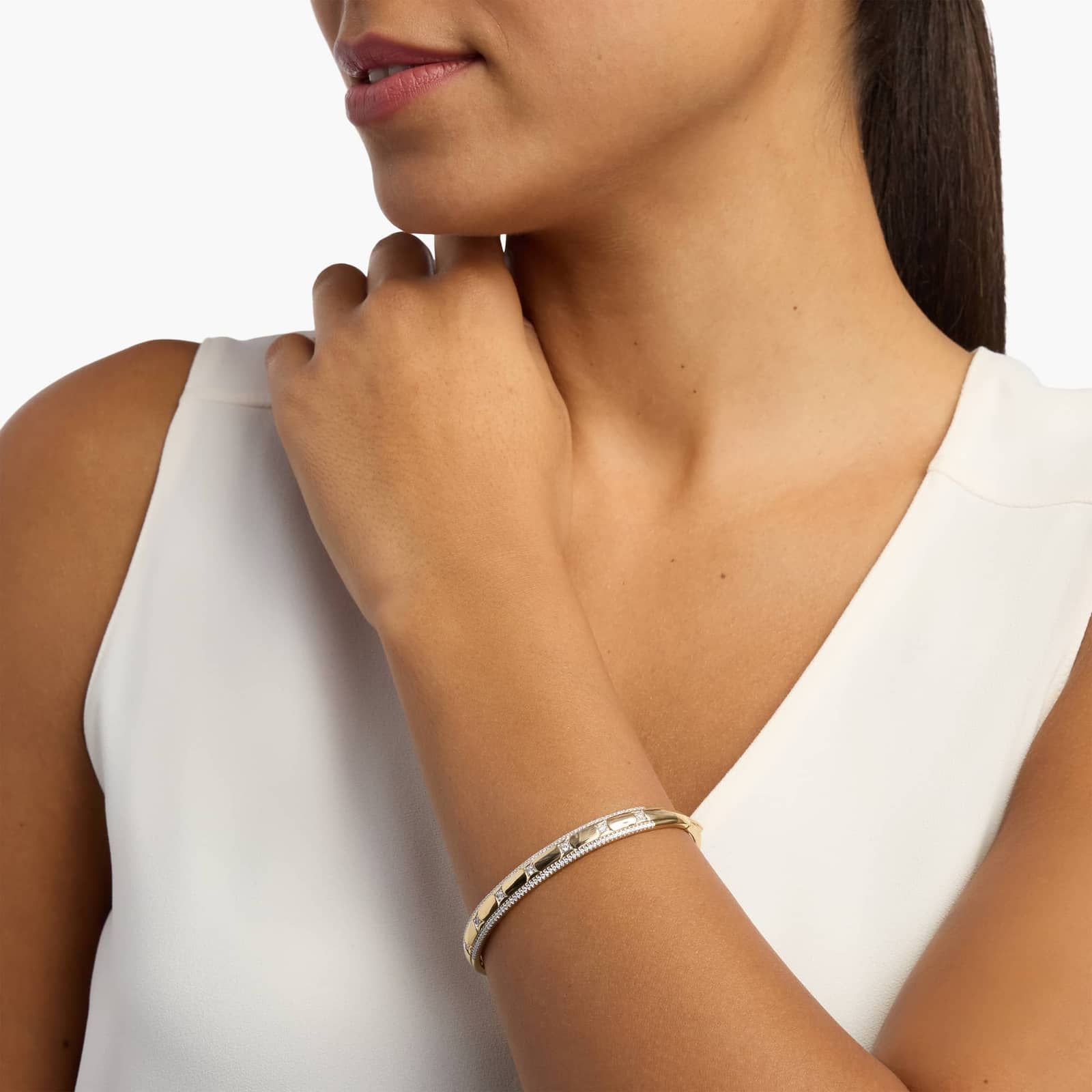 Double Row Diamond Bangle Bracelet in 14K Yellow Gold (3/4 Ct. Tw.) 4
