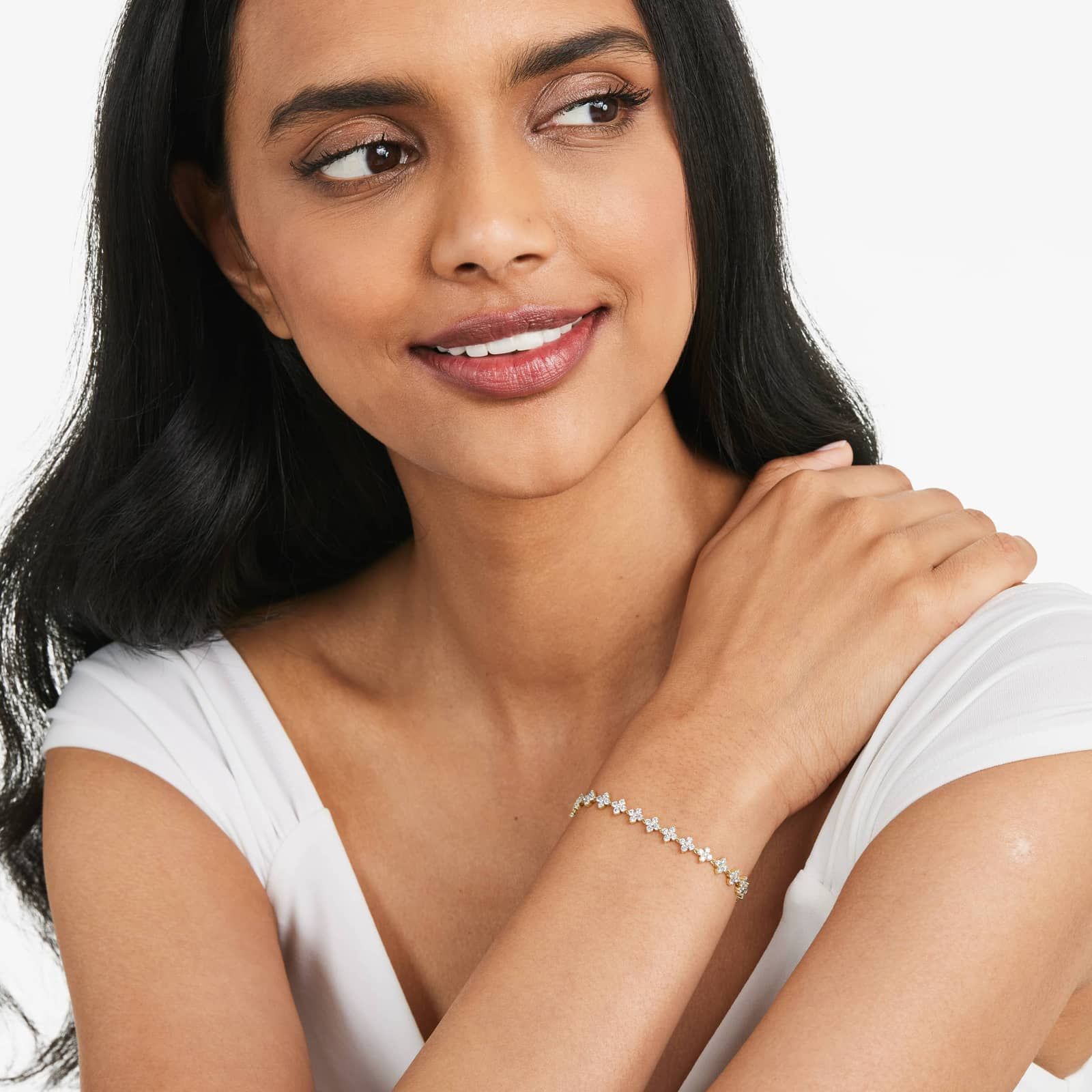 Lab-Grown Diamond Blossom Tennis Bracelet In 14K Yellow Gold By James Allen 4