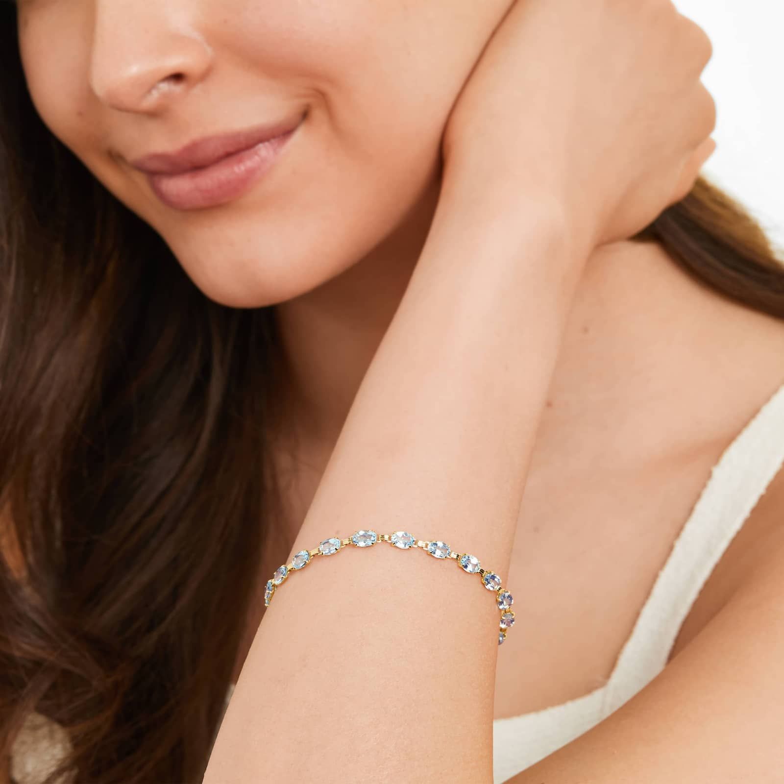 Blue Topaz Line Bracelet In 14K Yellow Gold By James Allen 4