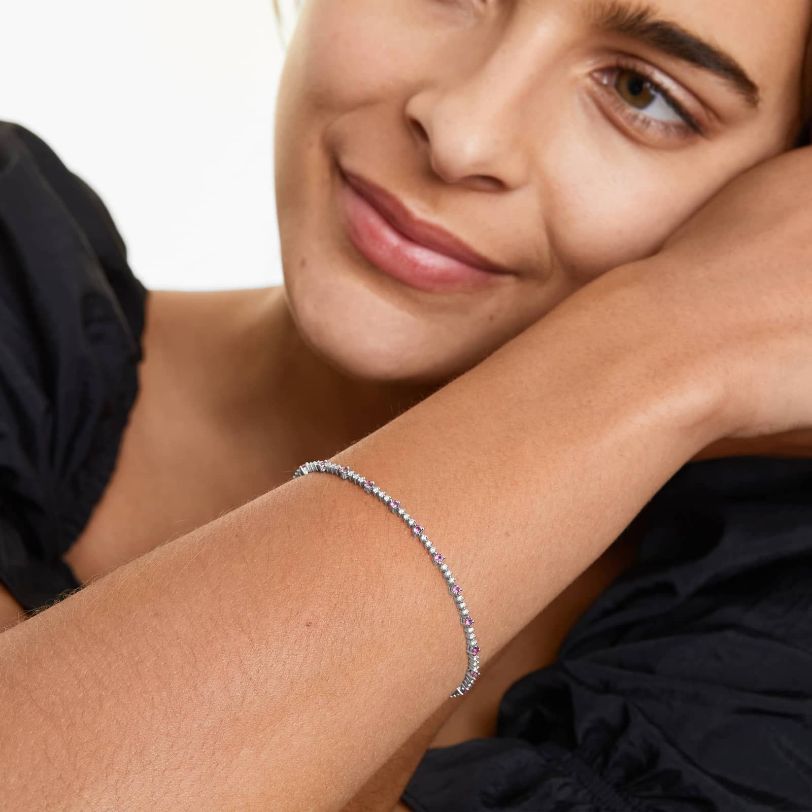 Perpetual Diamond And Ruby Tennis Bracelet In 14K White Gold By James Allen 4