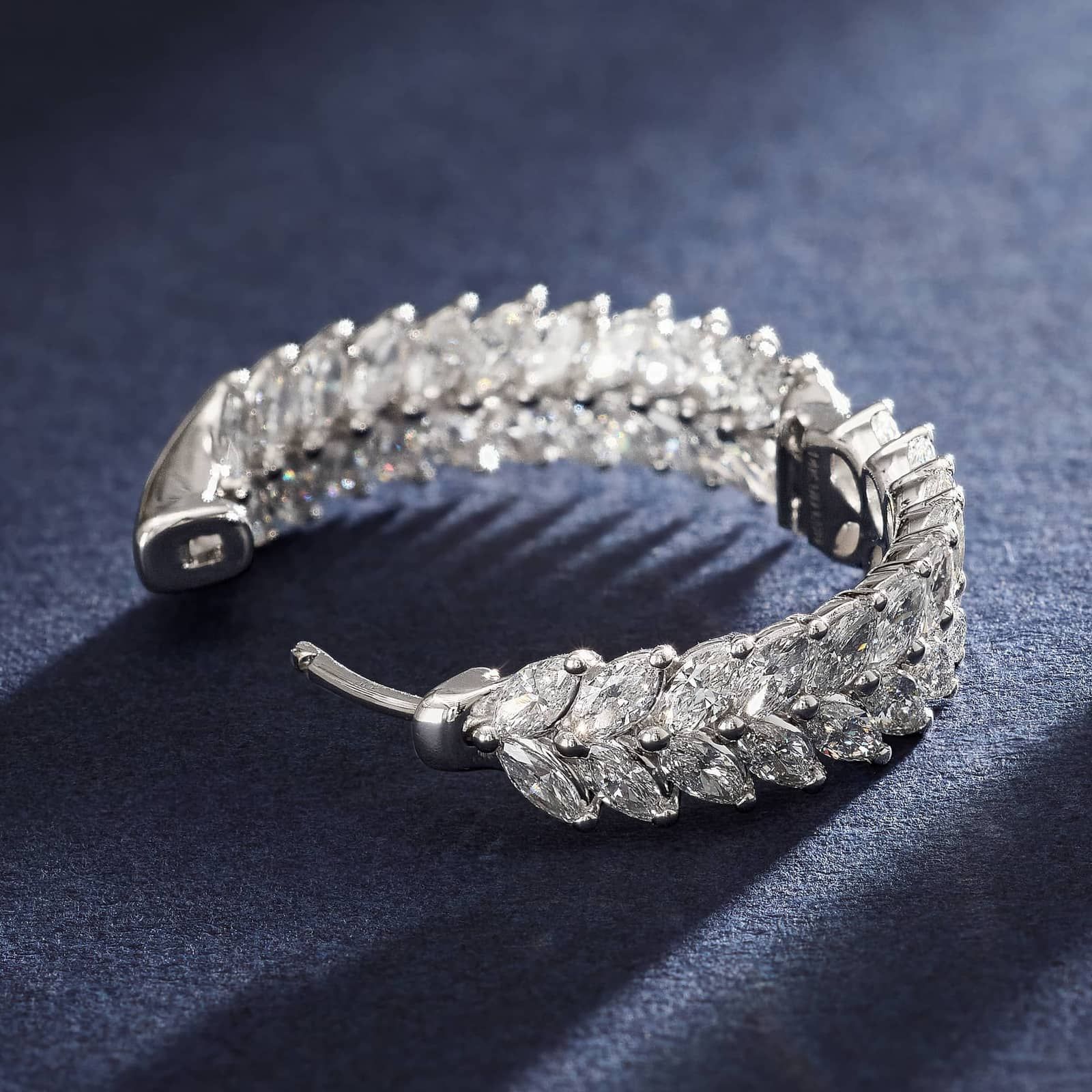 Two Row Hoop Earrings With 4.30 CTW Marquise Cut Lab-Grown Diamonds In 14K White Gold 4