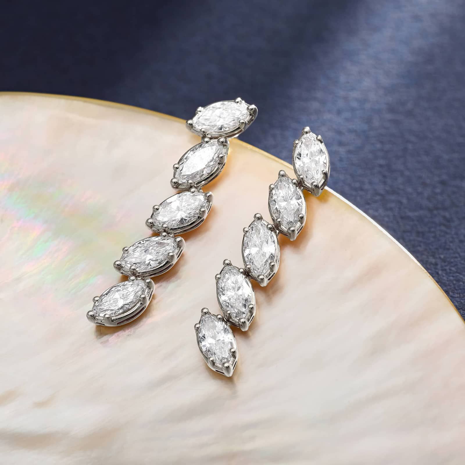 Drop Earrings With 1.70 CTW Marquise Cut Lab-Grown Diamonds In 14K White Gold 3