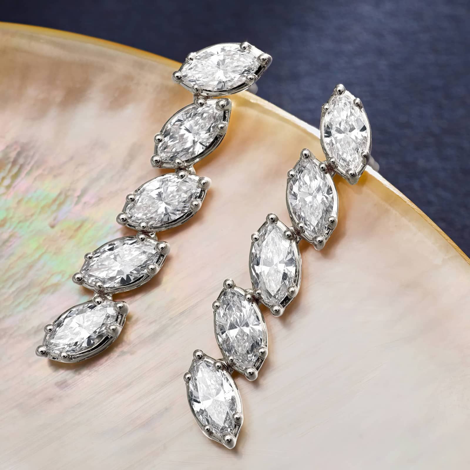 Drop Earrings With 1.70 CTW Marquise Cut Lab-Grown Diamonds In 14K White Gold 4