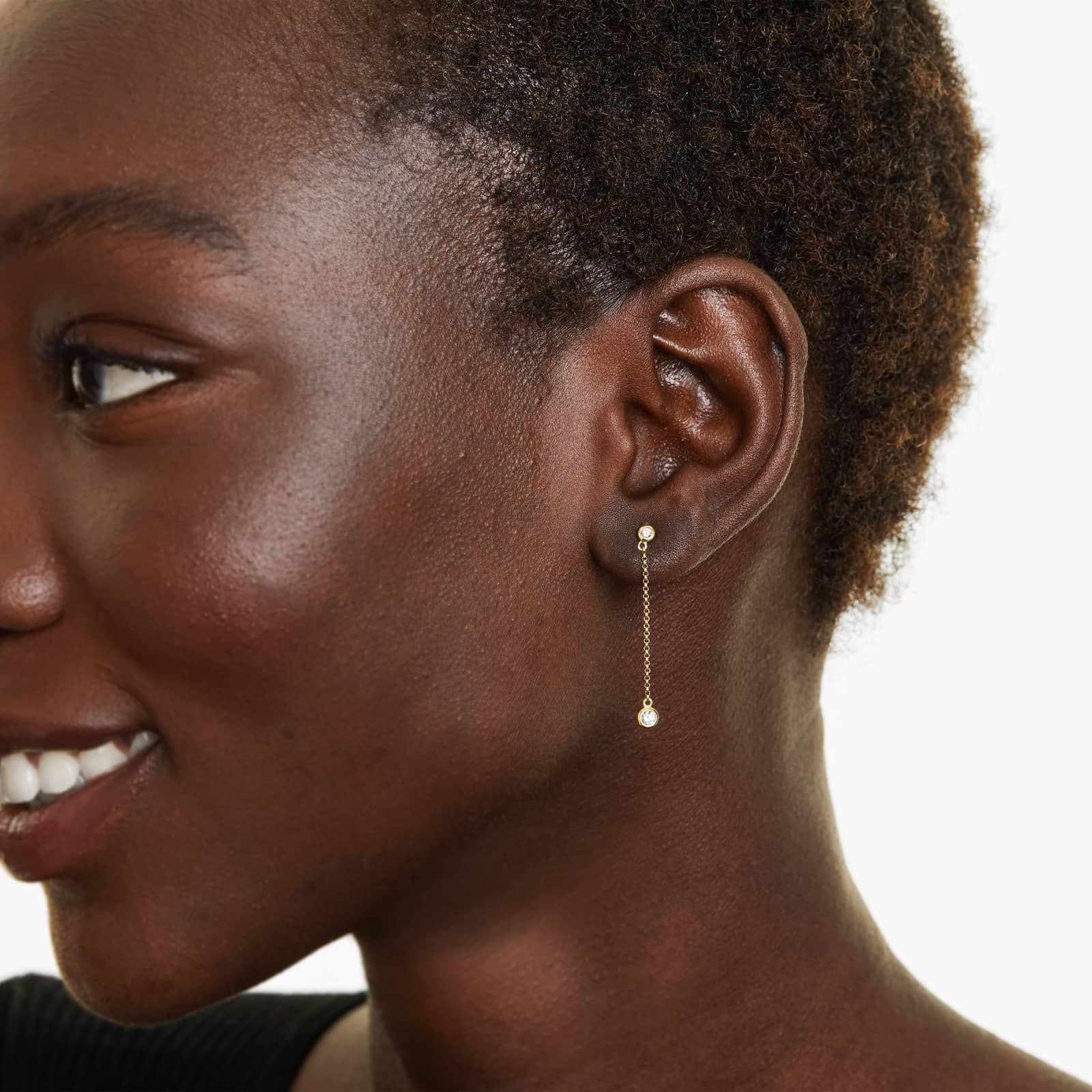 Bezel Set Chain Diamond Drop Earrings In 14K Yellow Gold By James Allen 4