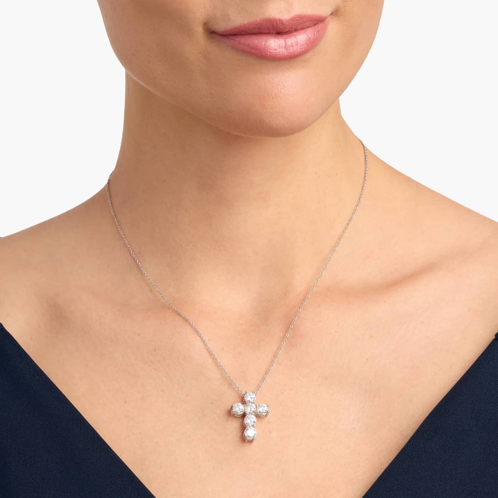 Classic Cross Pendant in 14k White Gold (3 Ct. Tw.) 4